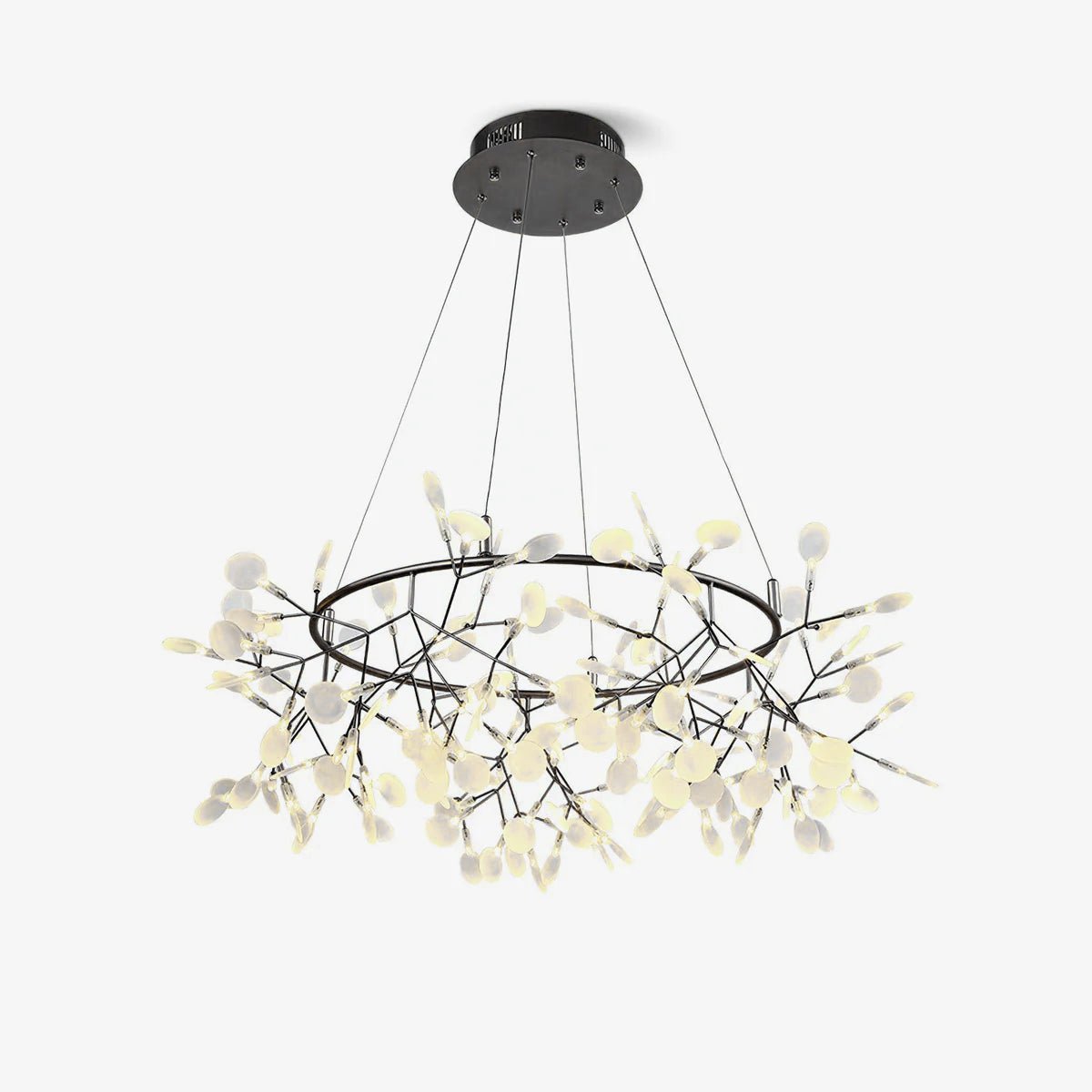 Zesion Chandelier Black Ring Firefly Branch-Neutral Decor