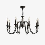 Elston Chandelier Black & Crystal Candelabra-Neutral Decor