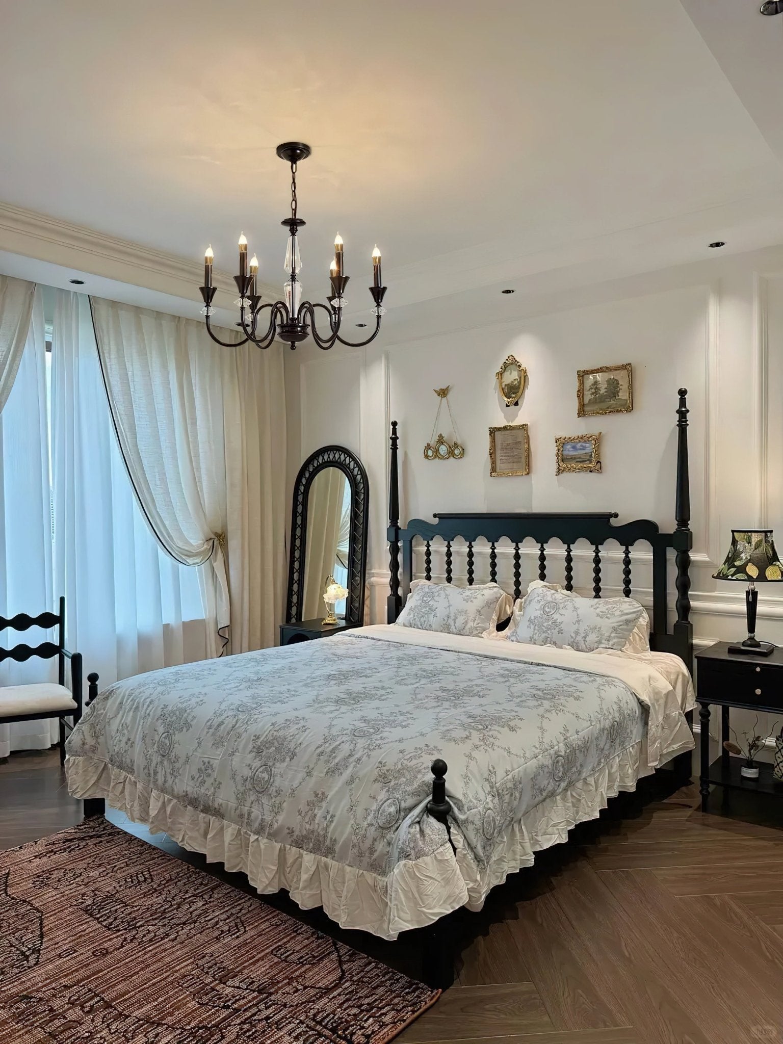 Elston Chandelier Black & Crystal Candelabra-Neutral Decor