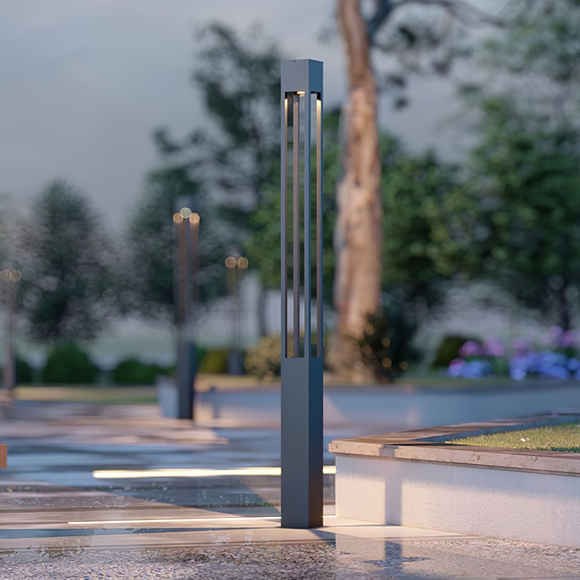 Qisken Column Floor Lamp-Neutral Decor