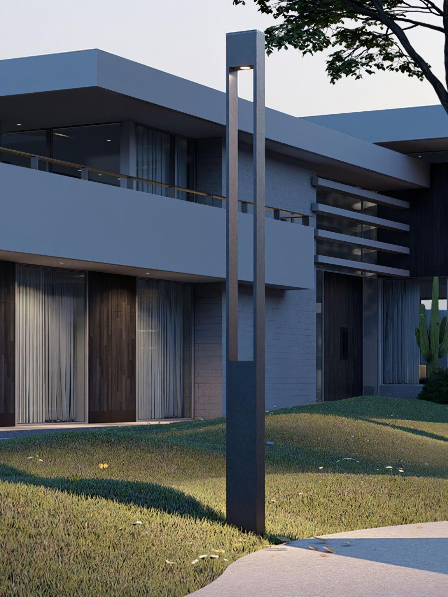 Qisken Column Floor Lamp-Neutral Decor