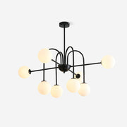 Chandelier Black Metal Arches Glass Globes Minimalist