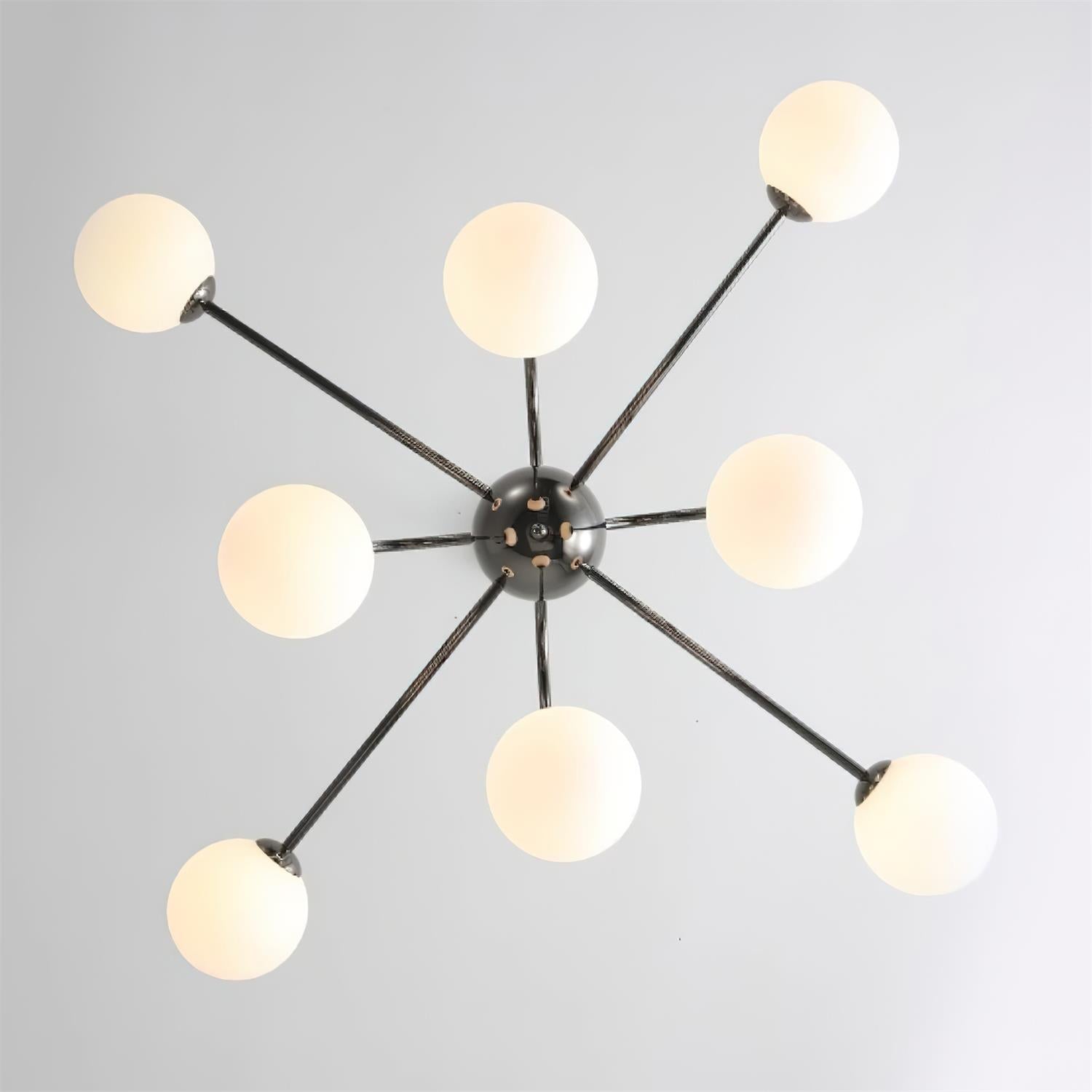 Chandelier Black Metal Arches Glass Globes Minimalist