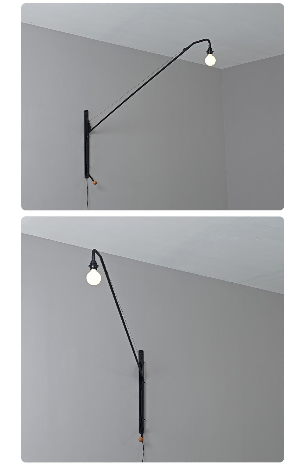 Black Long Arm Wall Lamp-Neutral Decor