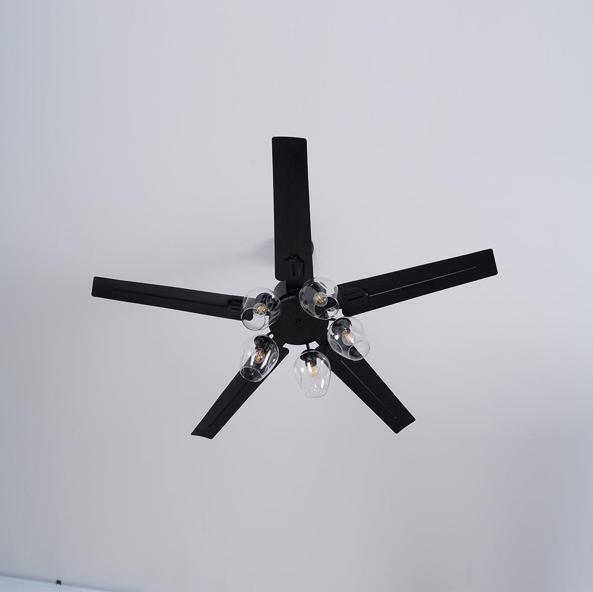 Zazoren Vintage Black Glass Ceiling Fan Light-Neutral Decor