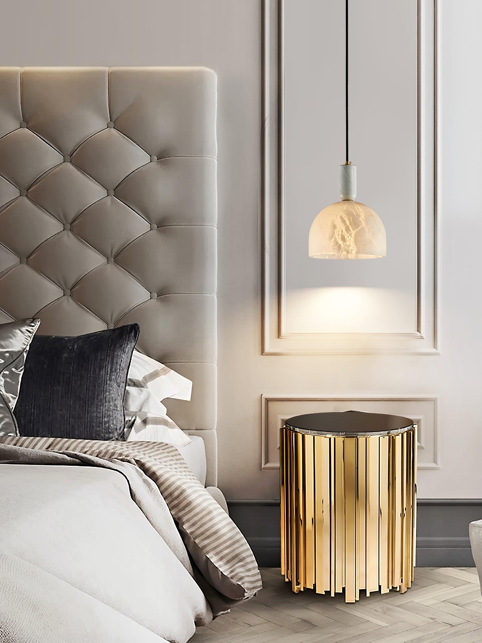 Leda Minimalist Alabaster Pendant Light-Neutral Decor