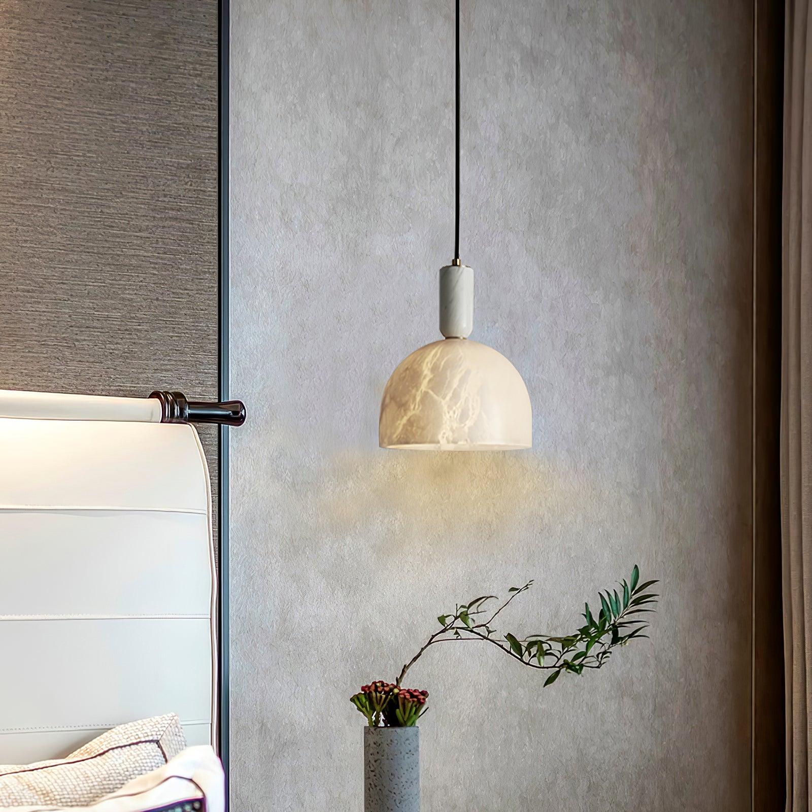 Leda Minimalist Alabaster Pendant Light-Neutral Decor