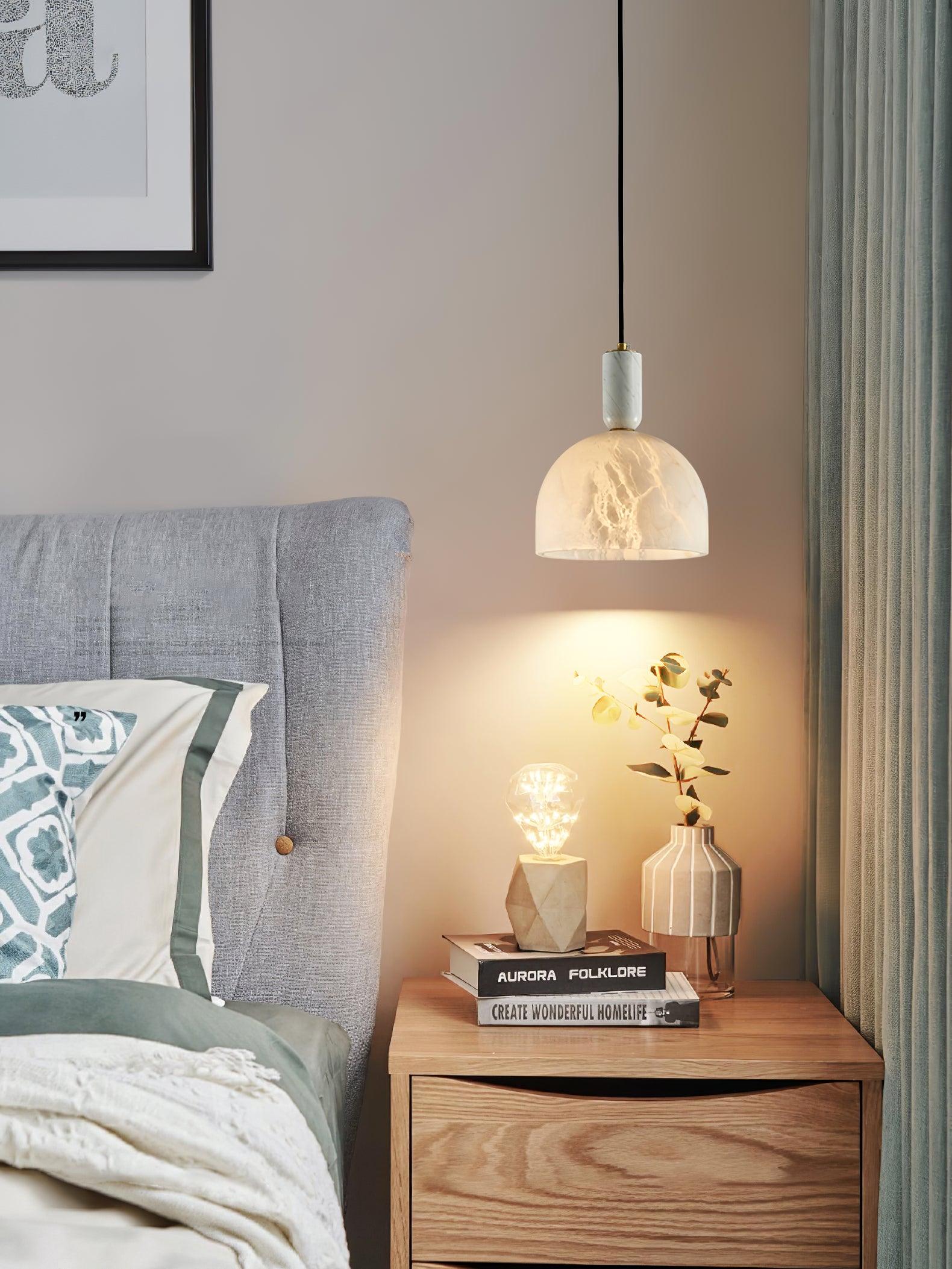 Leda Minimalist Alabaster Pendant Light-Neutral Decor