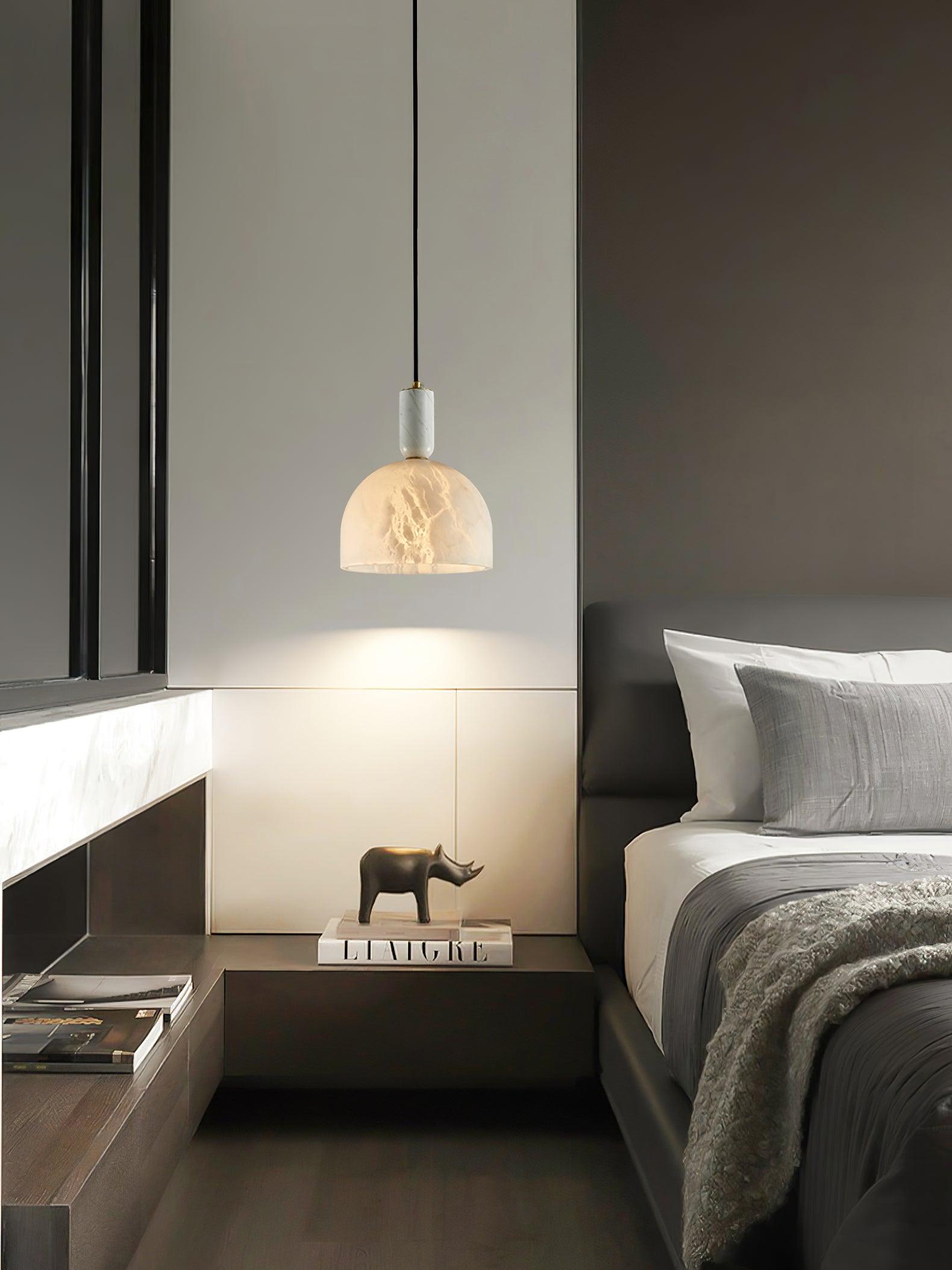 Leda Minimalist Alabaster Pendant Light-Neutral Decor