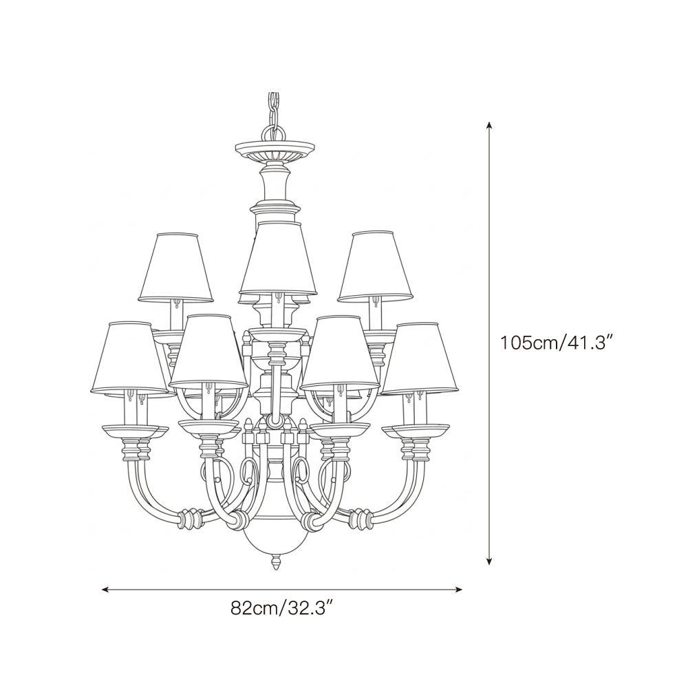 The larger 12-head Blanche Chandelier, showcasing its two-tiered design.
