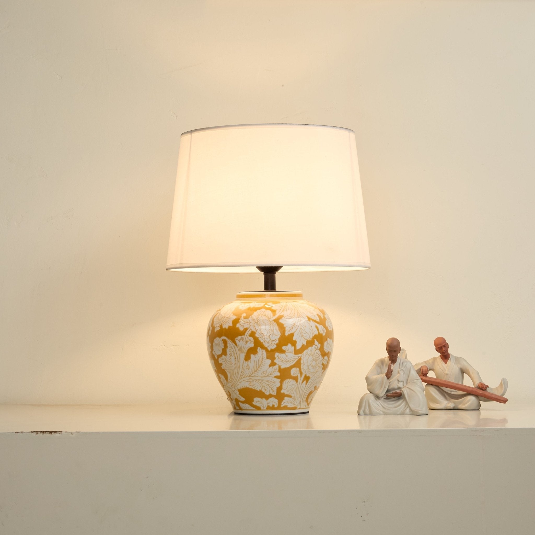 Blazing Blossom Ceramic Table Lamp-Neutral Decor