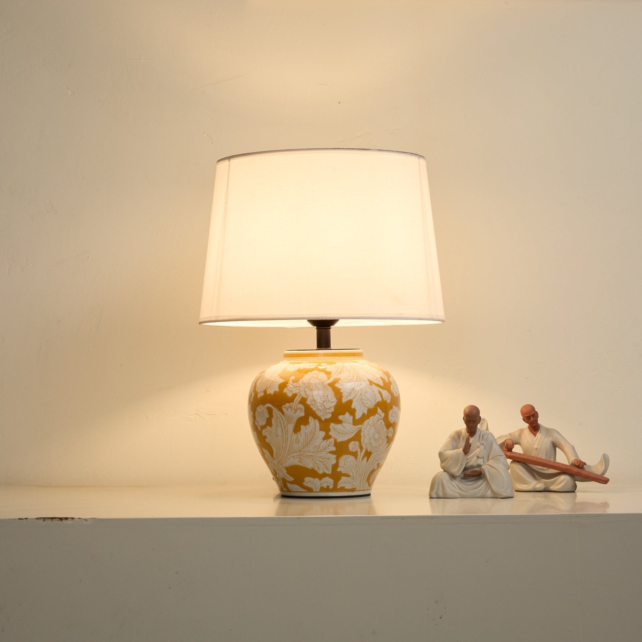Blazing Blossom Ceramic Table Lamp-Neutral Decor