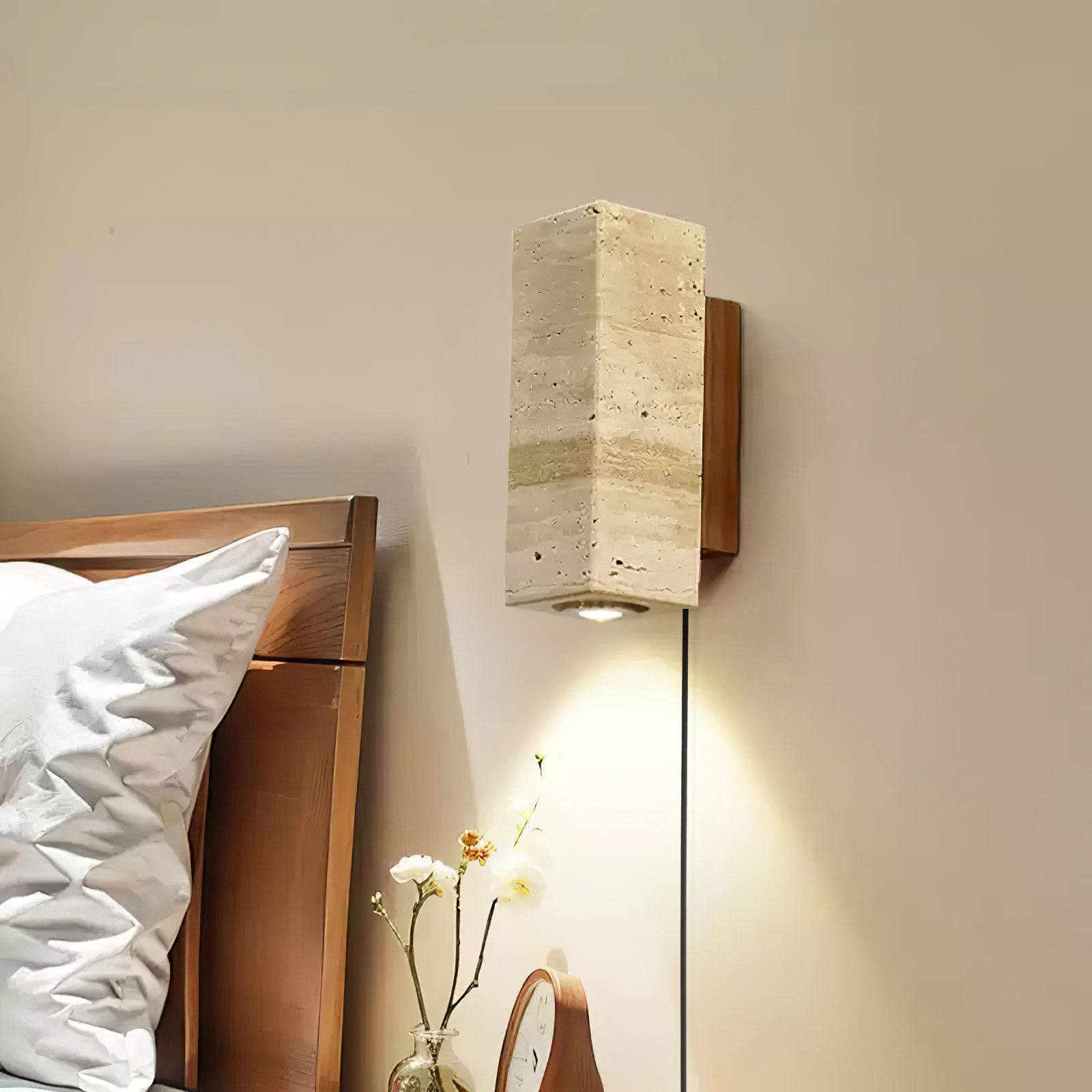 Ulthen Rectangular Travertine Wall Light-Neutral Decor