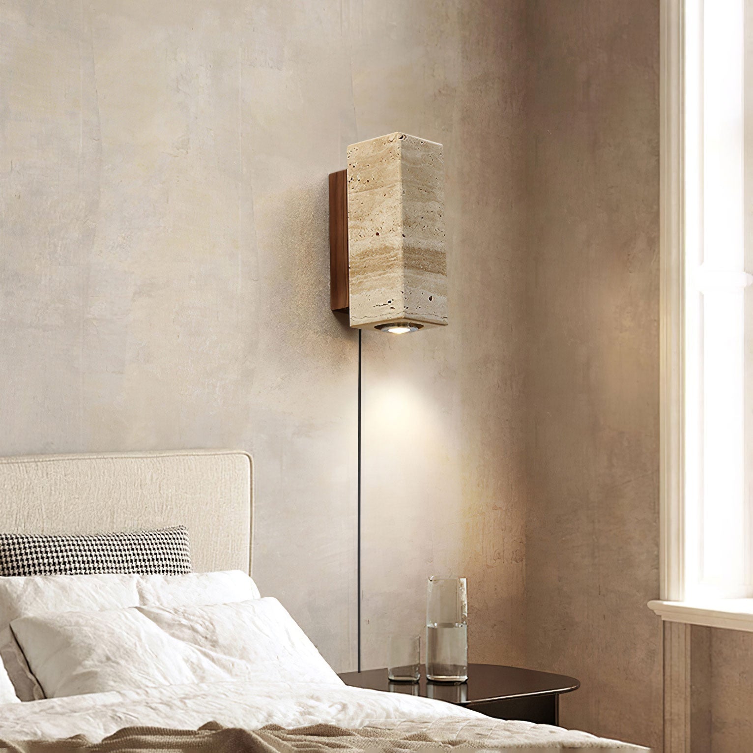 Ulthen Rectangular Travertine Wall Light-Neutral Decor