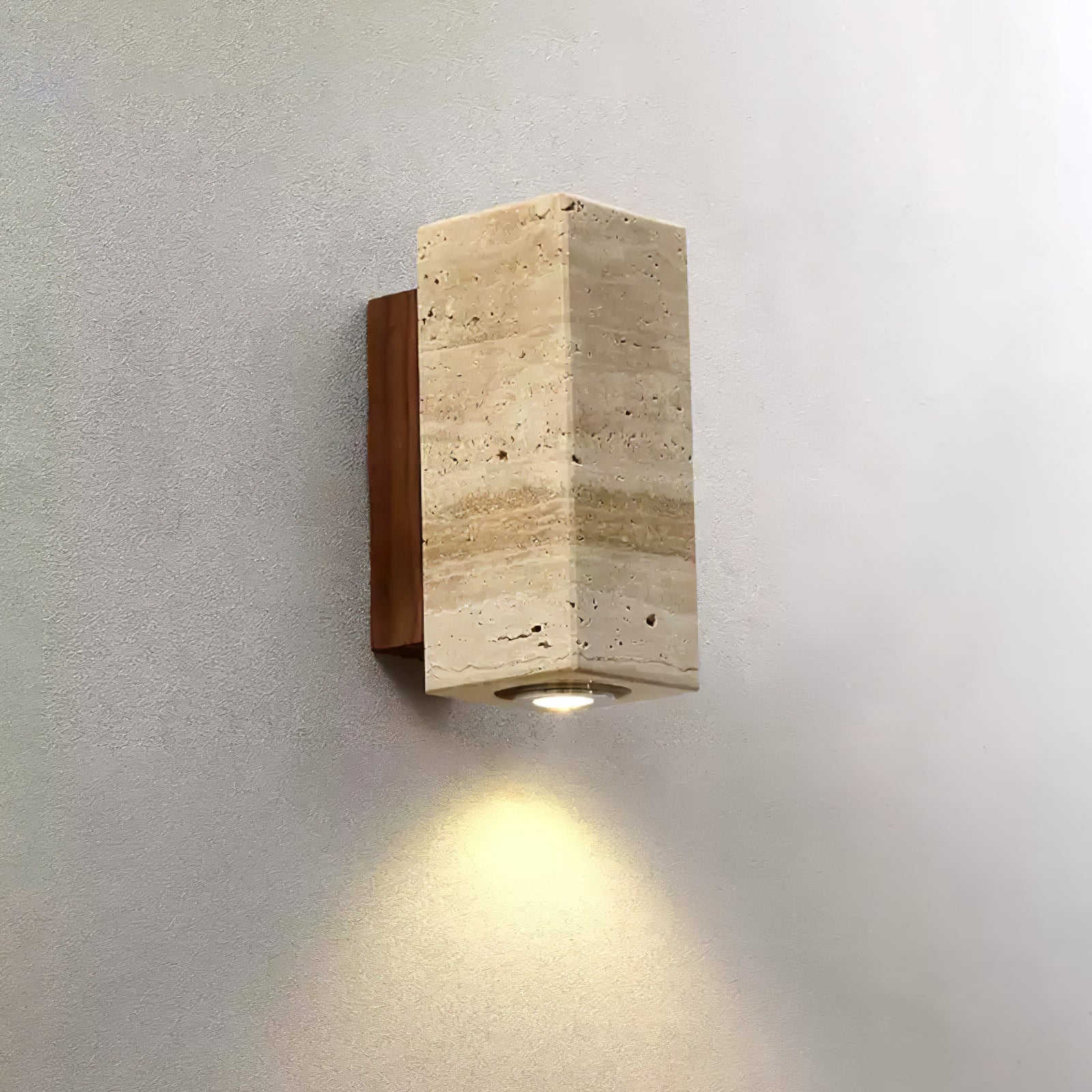 Bira Cylinder-Wood Travertine Wall Light-Neutral Decor