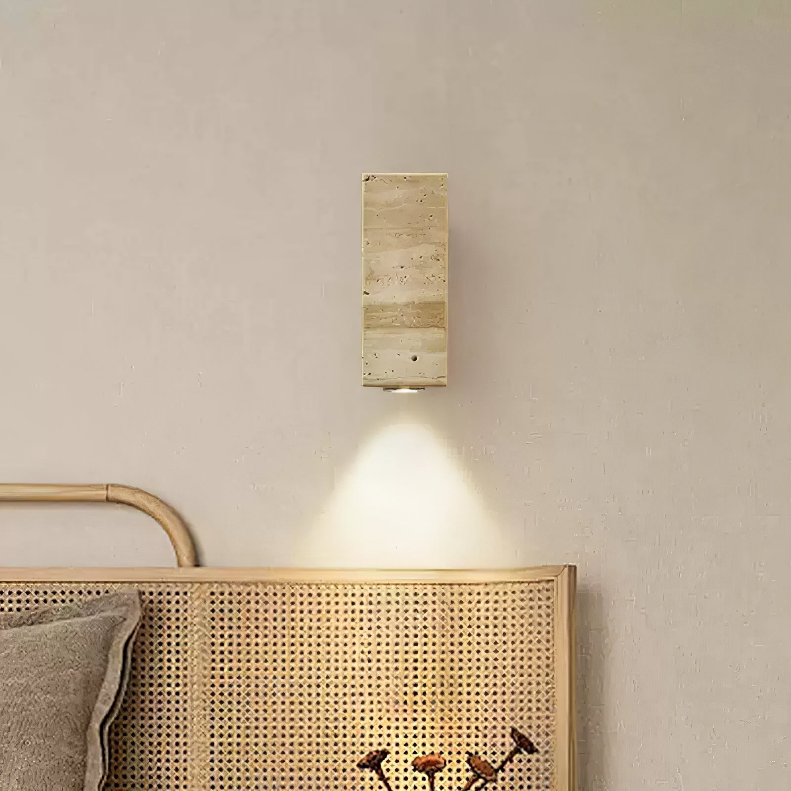 Bira Cylinder-Wood Travertine Wall Light-Neutral Decor