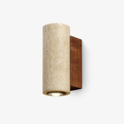 Bira Cylinder-Wood Travertine Wall Light-Neutral Decor