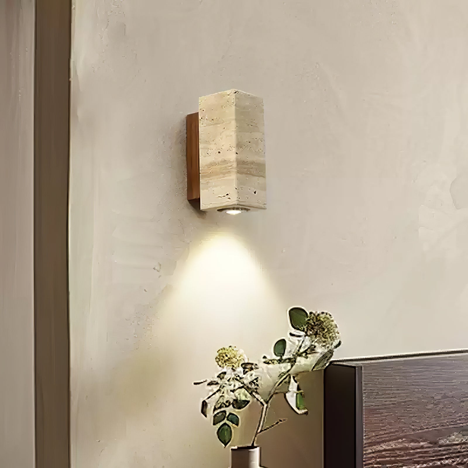 Ulthen Rectangular Travertine Wall Light-Neutral Decor