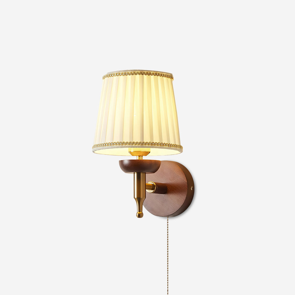 Blixen Wall Lamp Fabric Classic Gold Walnut Bedroom-Neutral Decor