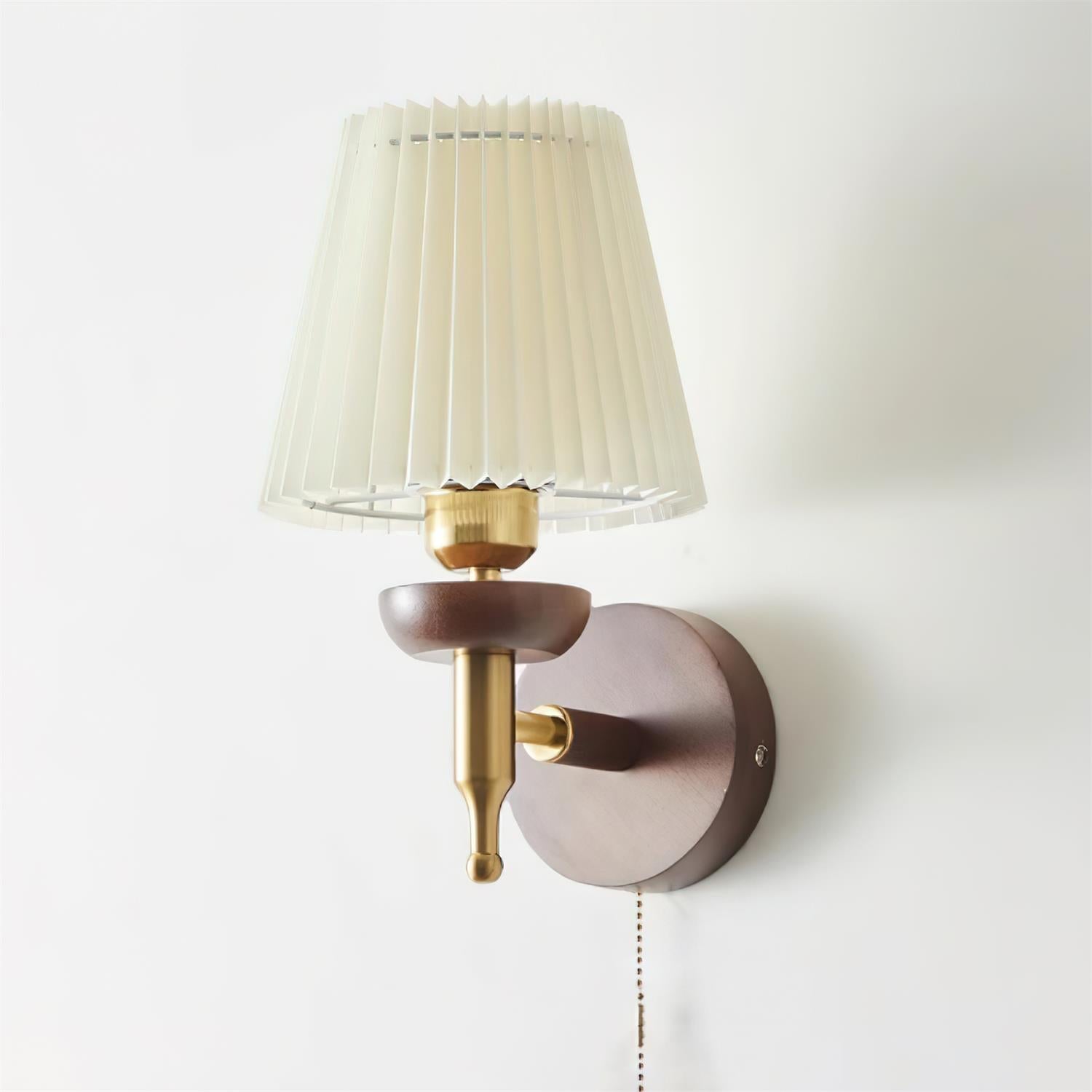 Blixen Wall Lamp Fabric Classic Gold Walnut Bedroom-Neutral Decor