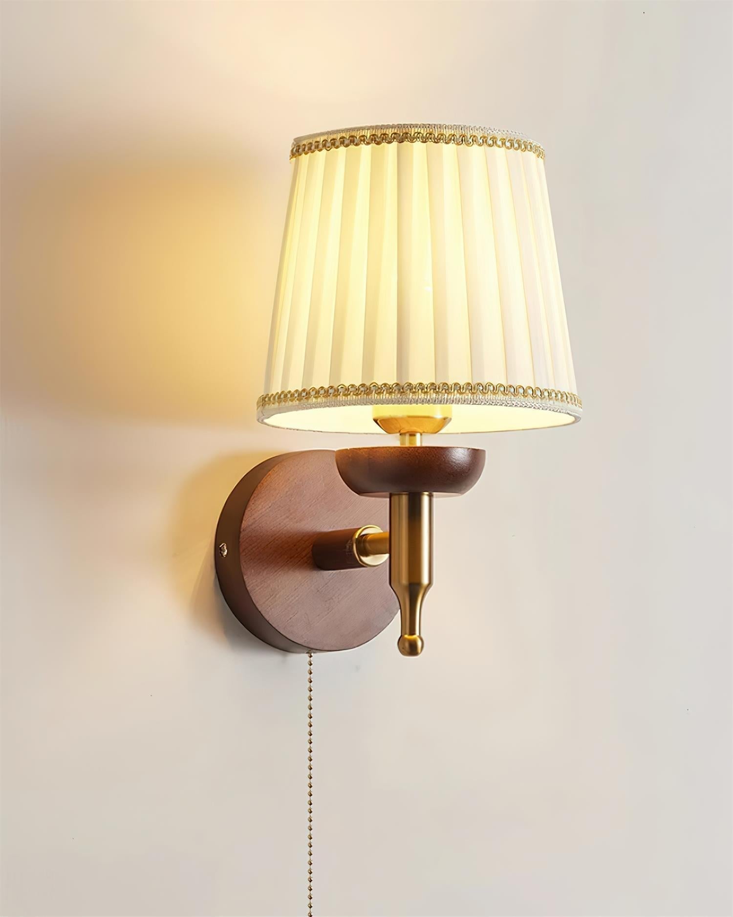 Blixen Wall Lamp Fabric Classic Gold Walnut Bedroom-Neutral Decor