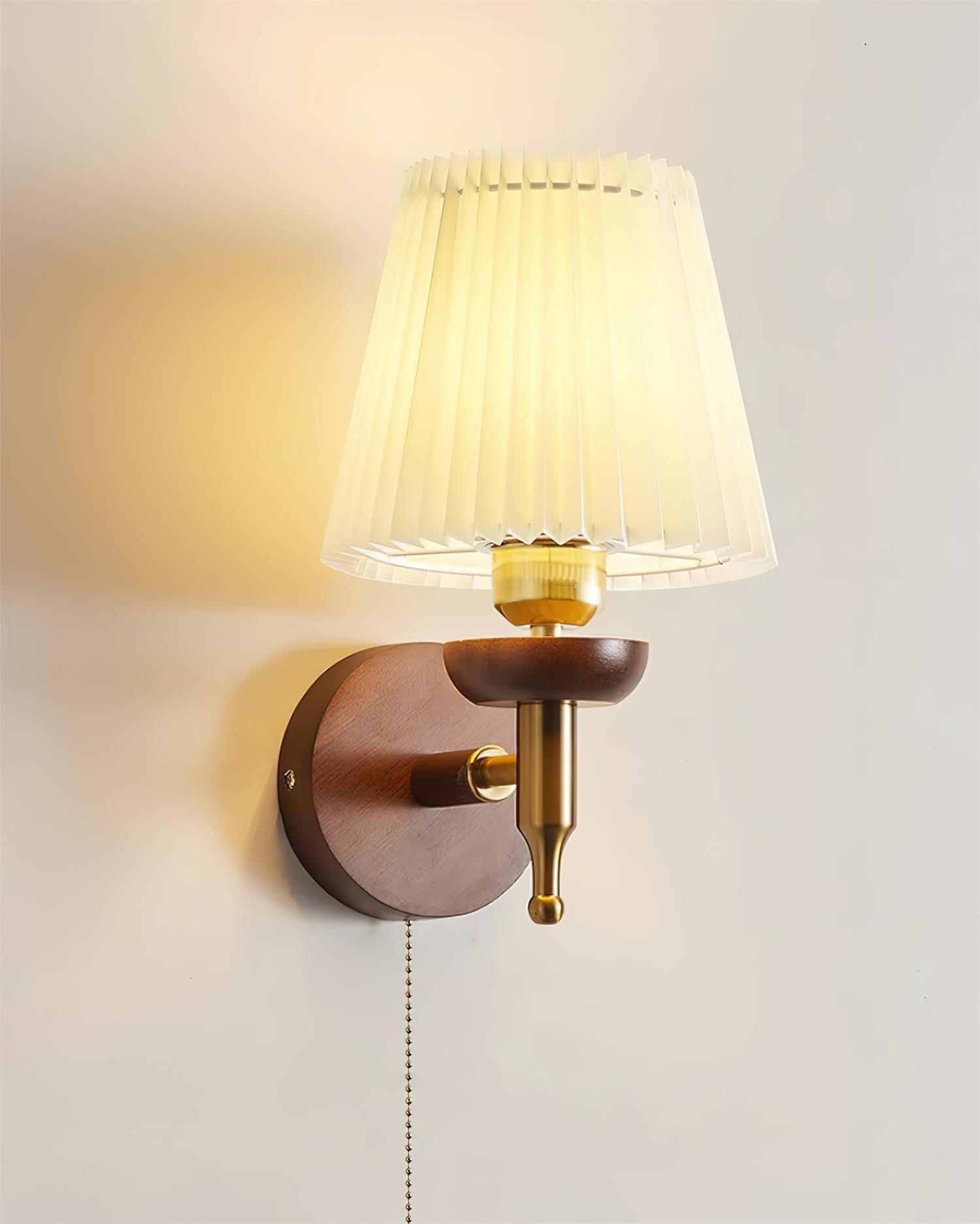 Blixen Wall Lamp Fabric Classic Gold Walnut Bedroom-Neutral Decor