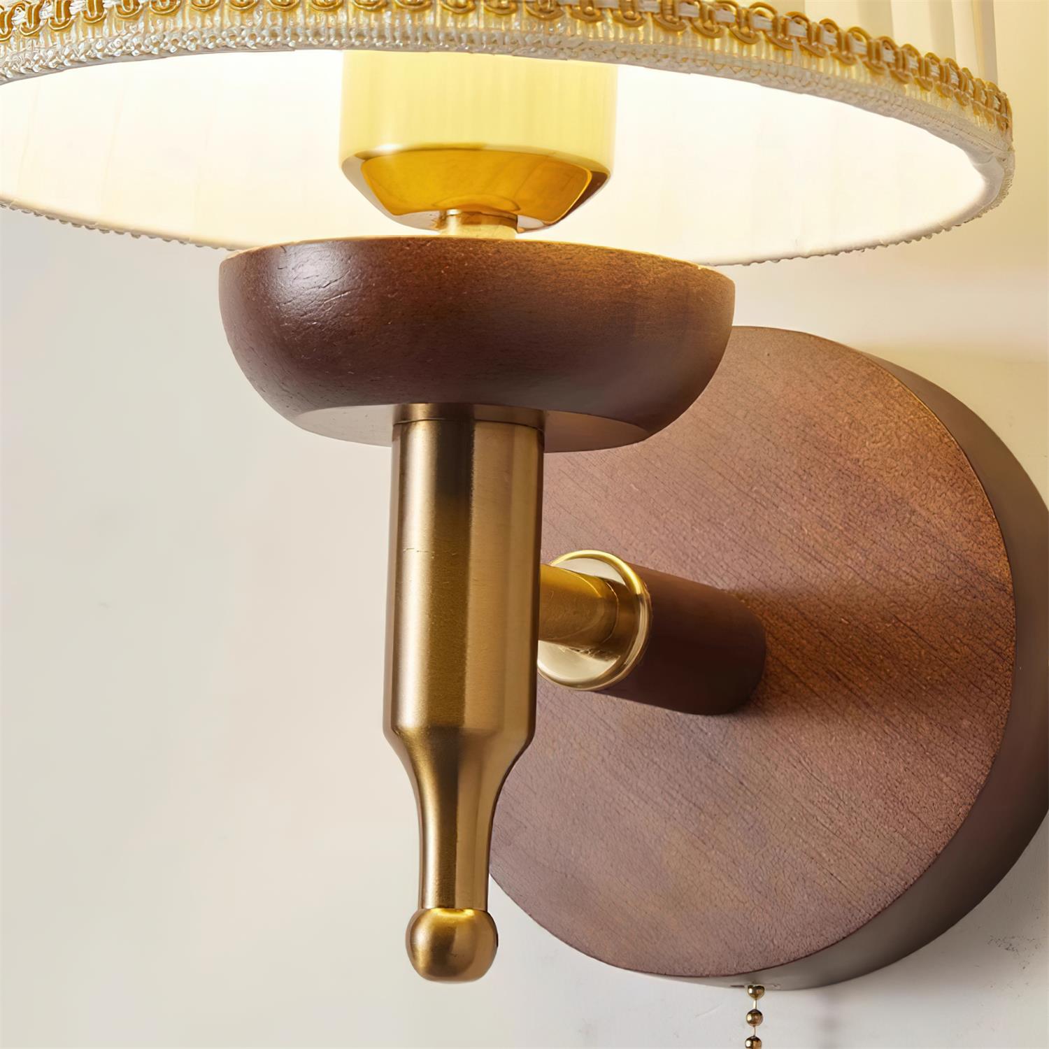 Blixen Wall Lamp Fabric Classic Gold Walnut Bedroom-Neutral Decor