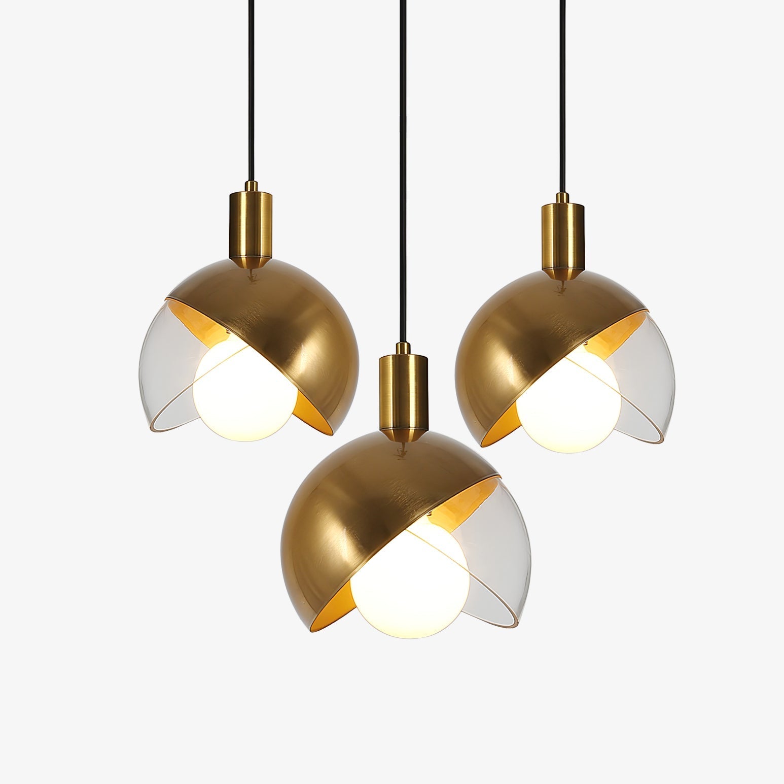 Noveny Pendant Lamp Brass Glass Half Dome Globe Mid Century-Neutral Decor