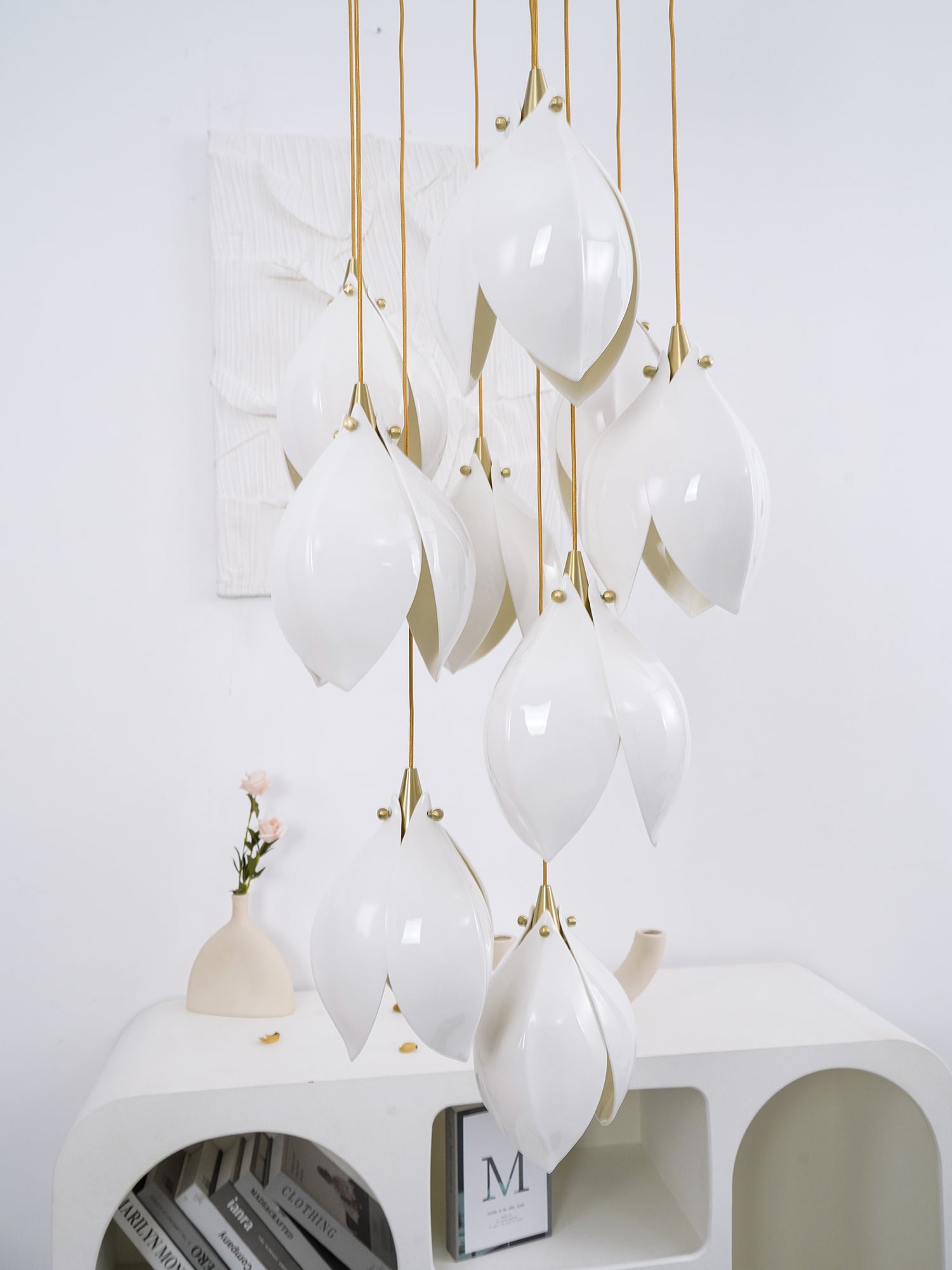 Lustra Pendant Lamp White Floral Ceramic-Neutral Decor