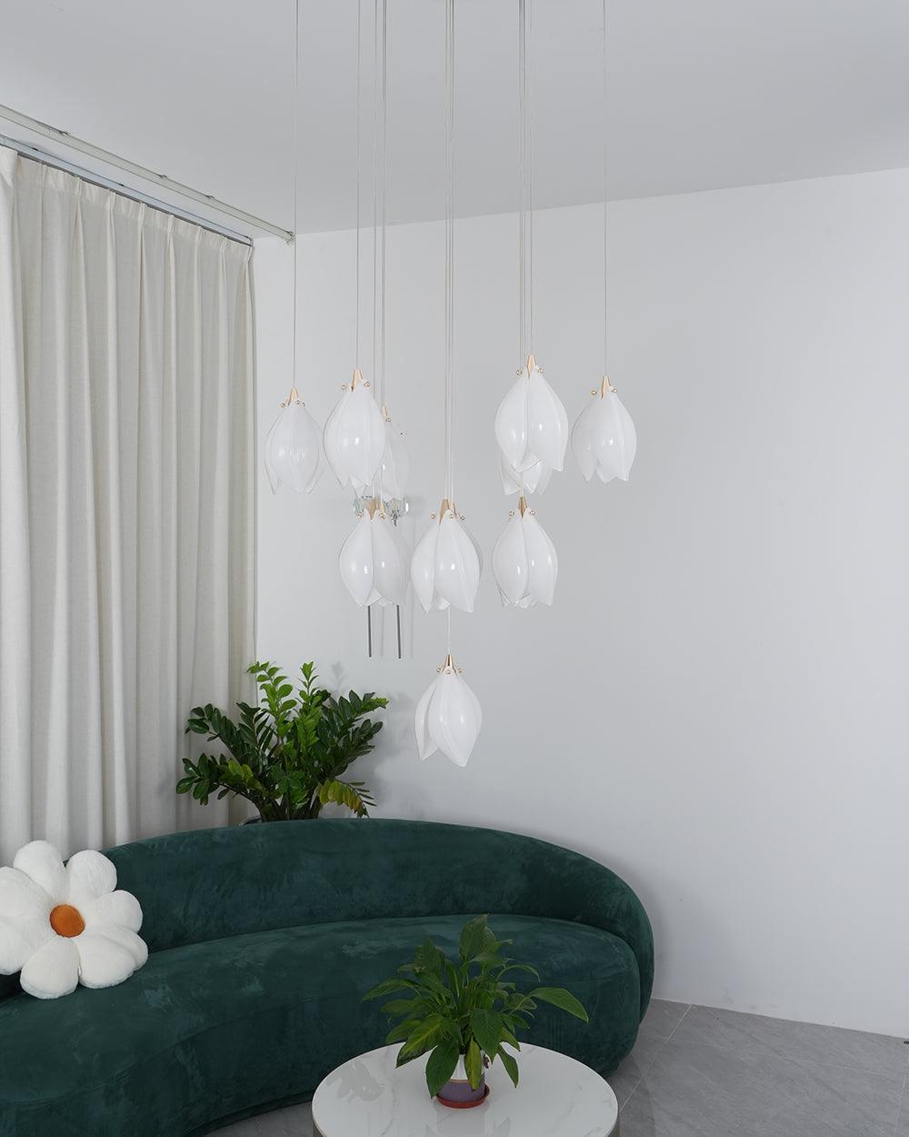 Lustra Pendant Lamp White Floral Ceramic-Neutral Decor