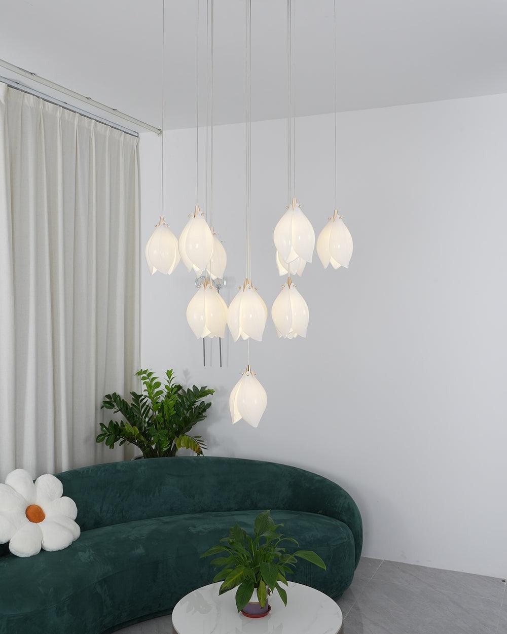 Lustra Pendant Lamp White Floral Ceramic-Neutral Decor