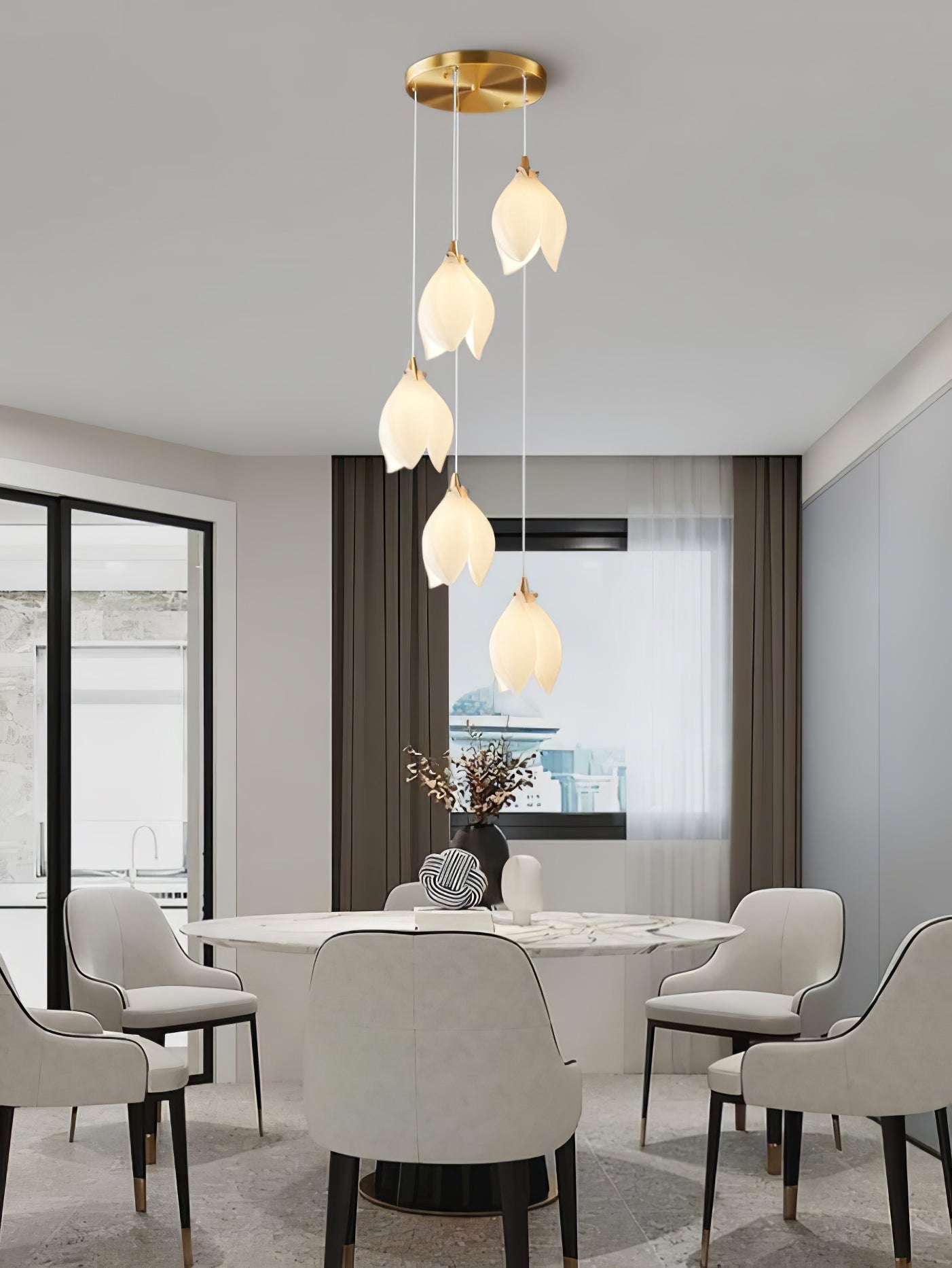 Lustra Pendant Lamp White Floral Ceramic-Neutral Decor