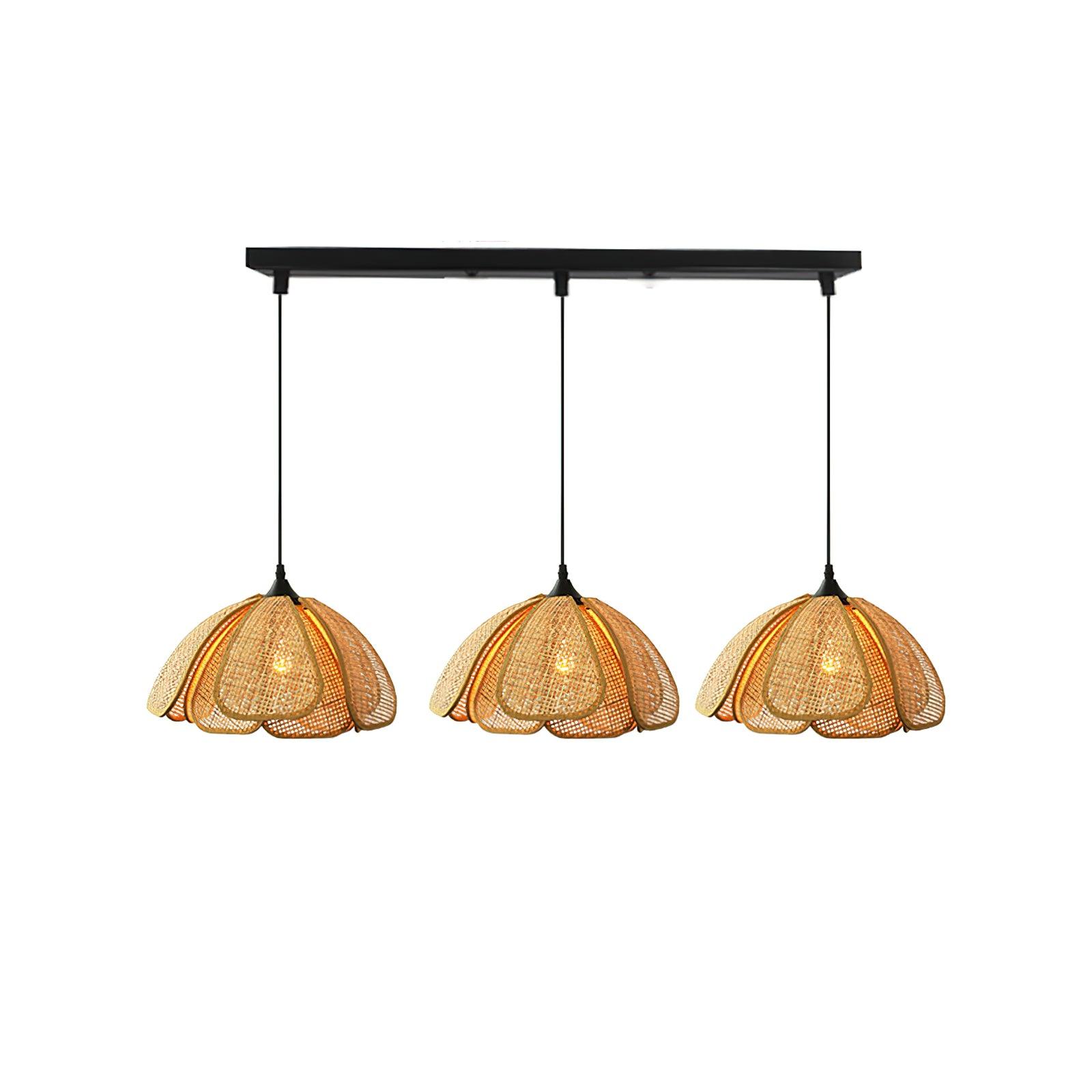 Dyor Elegance Bloom Rattan Fabric Pendant Lamp-Neutral Decor