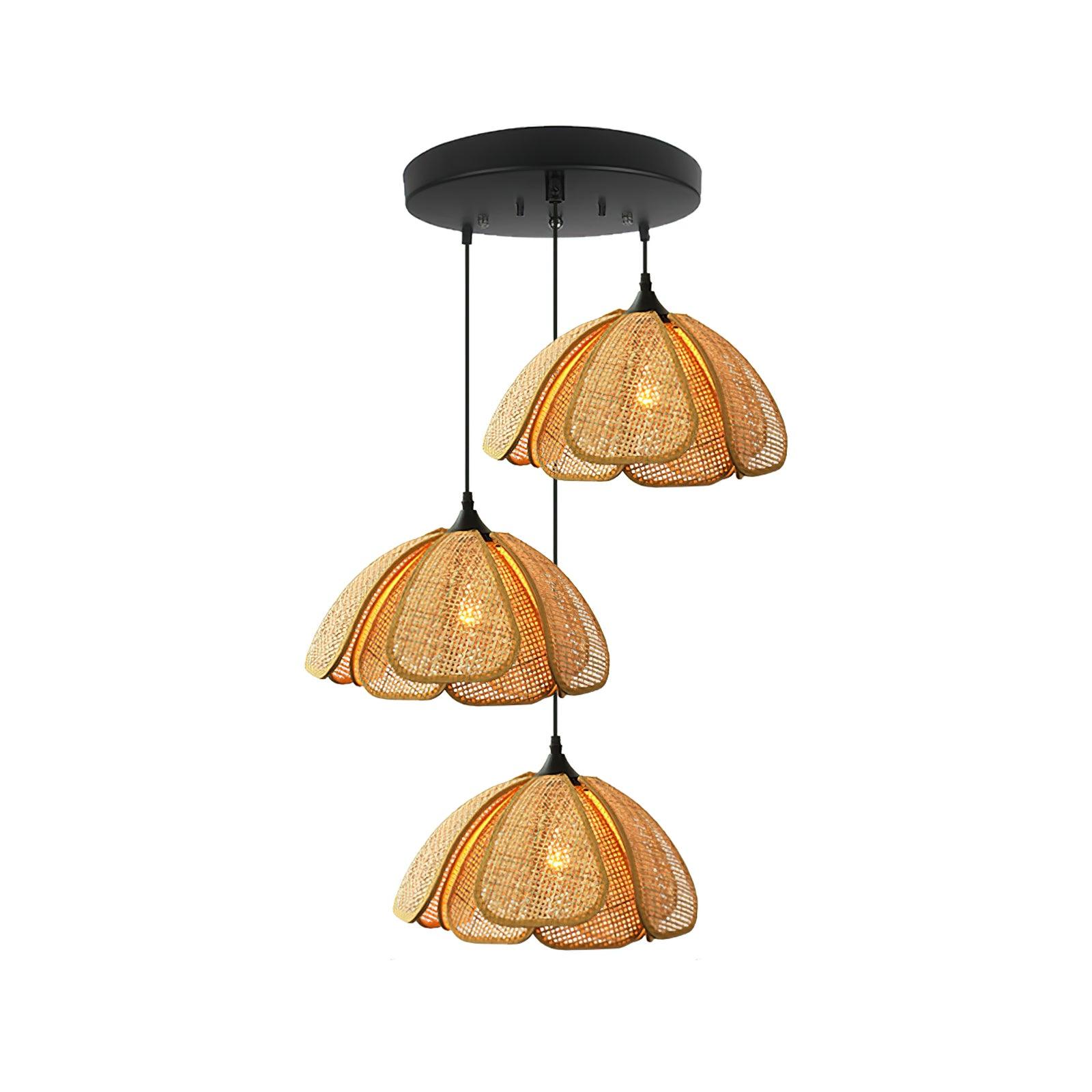 Dyor Elegance Bloom Rattan Fabric Pendant Lamp-Neutral Decor