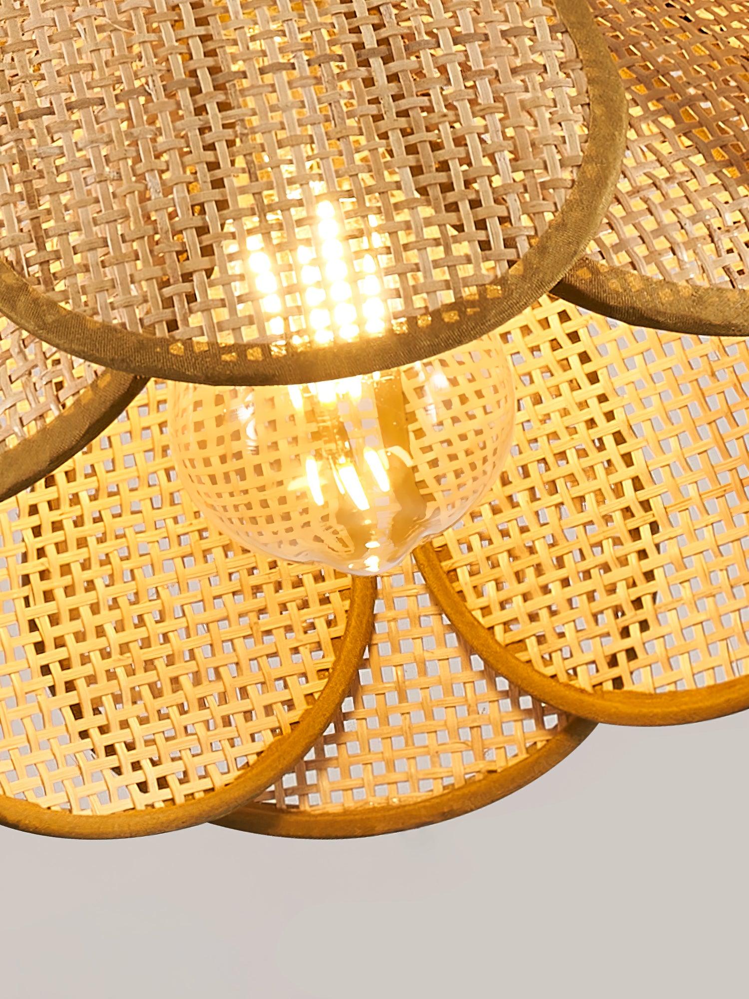 Dyor Elegance Bloom Rattan Fabric Pendant Lamp-Neutral Decor