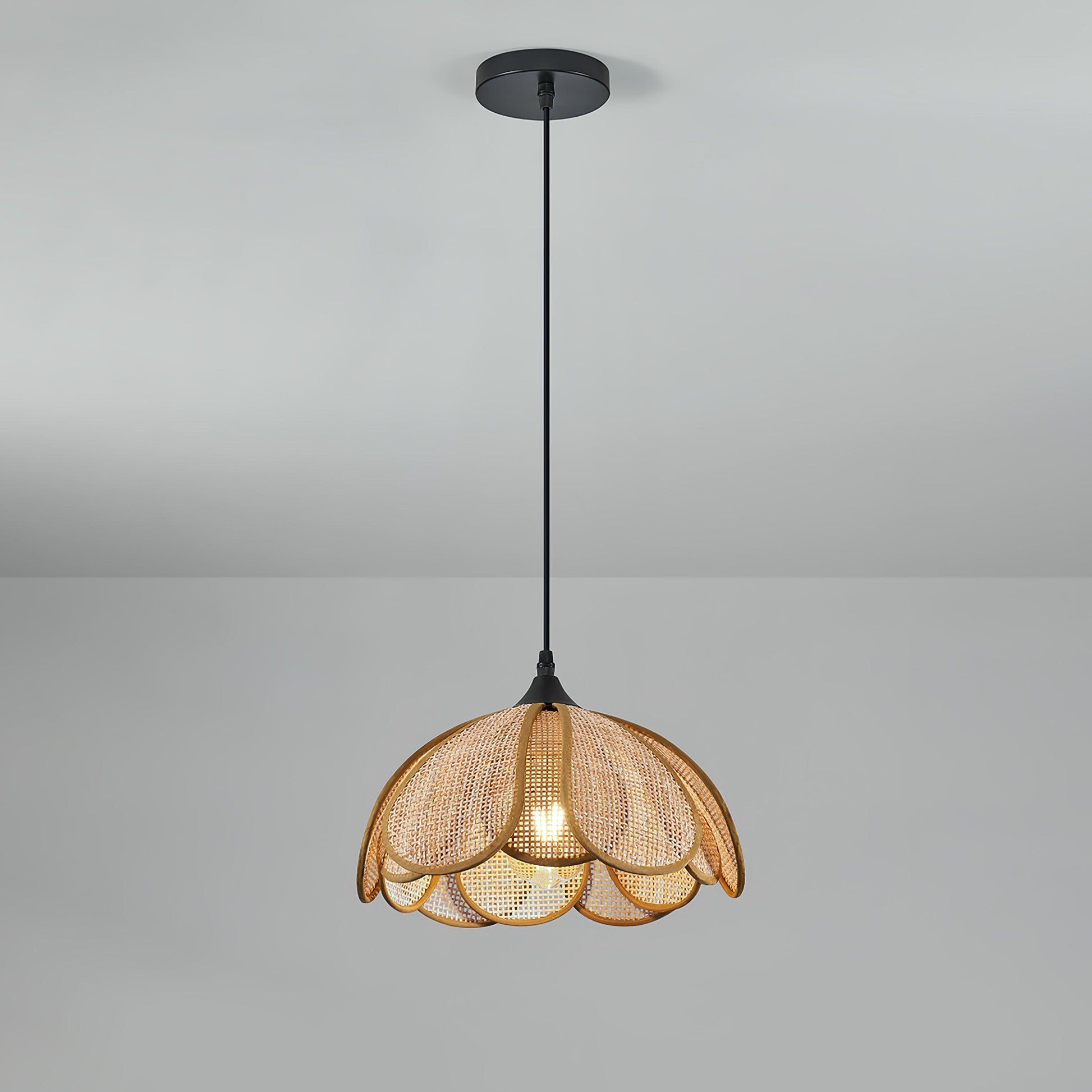 Dyor Elegance Bloom Rattan Fabric Pendant Lamp-Neutral Decor