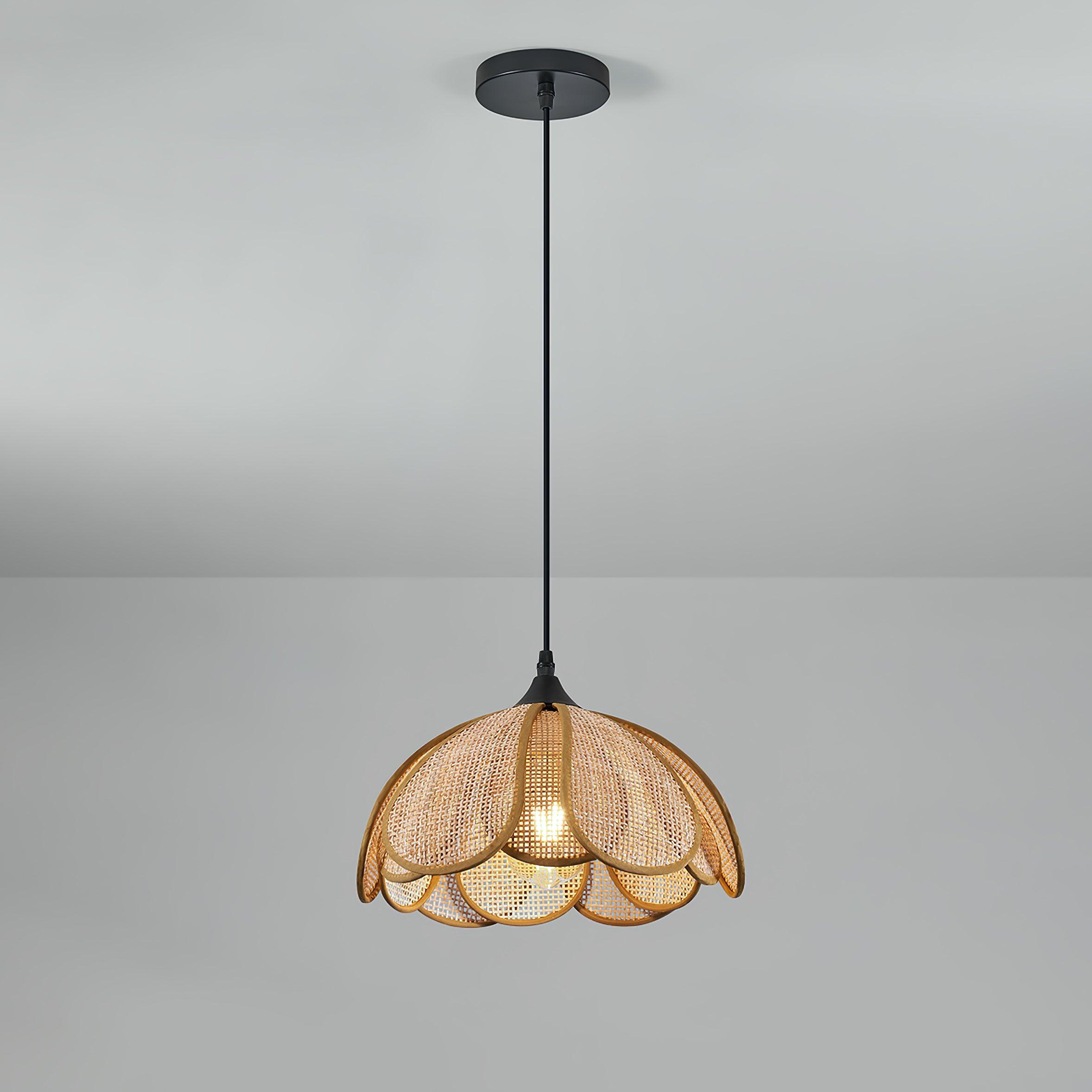 Dyor Elegance Bloom Rattan Fabric Pendant Lamp-Neutral Decor
