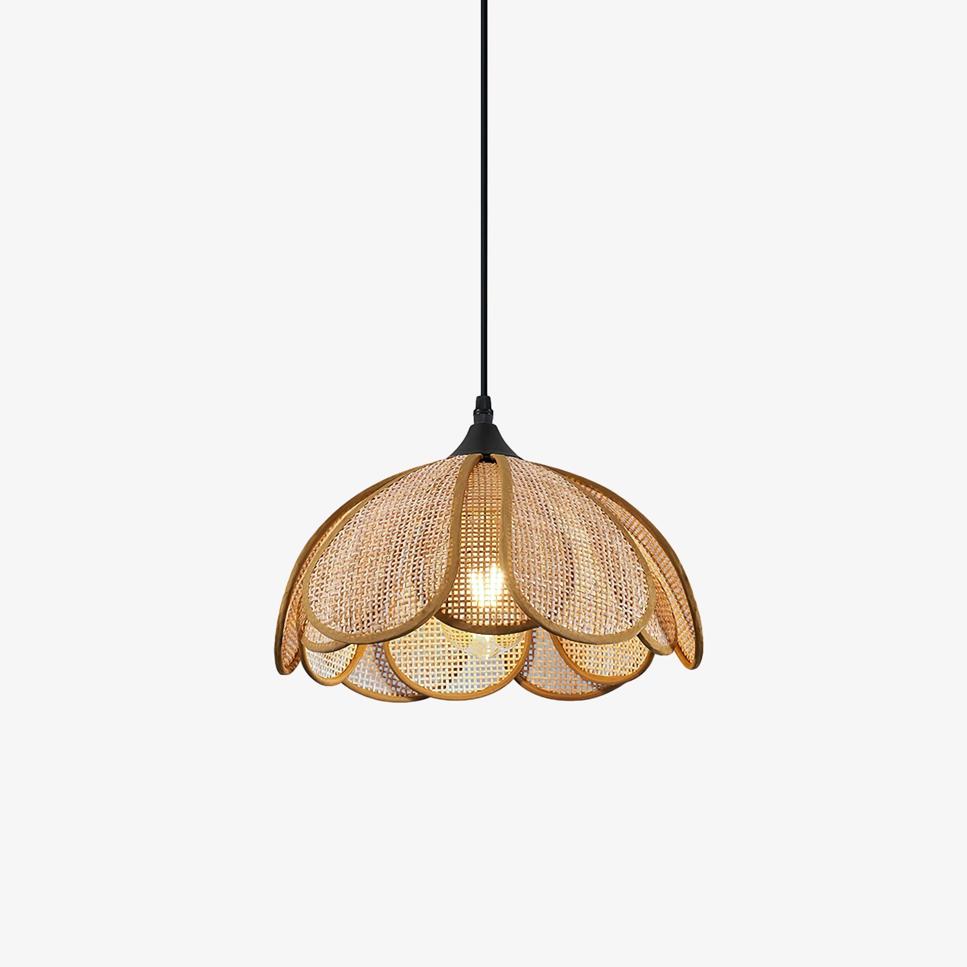 Dyor Elegance Bloom Rattan Fabric Pendant Lamp-Neutral Decor