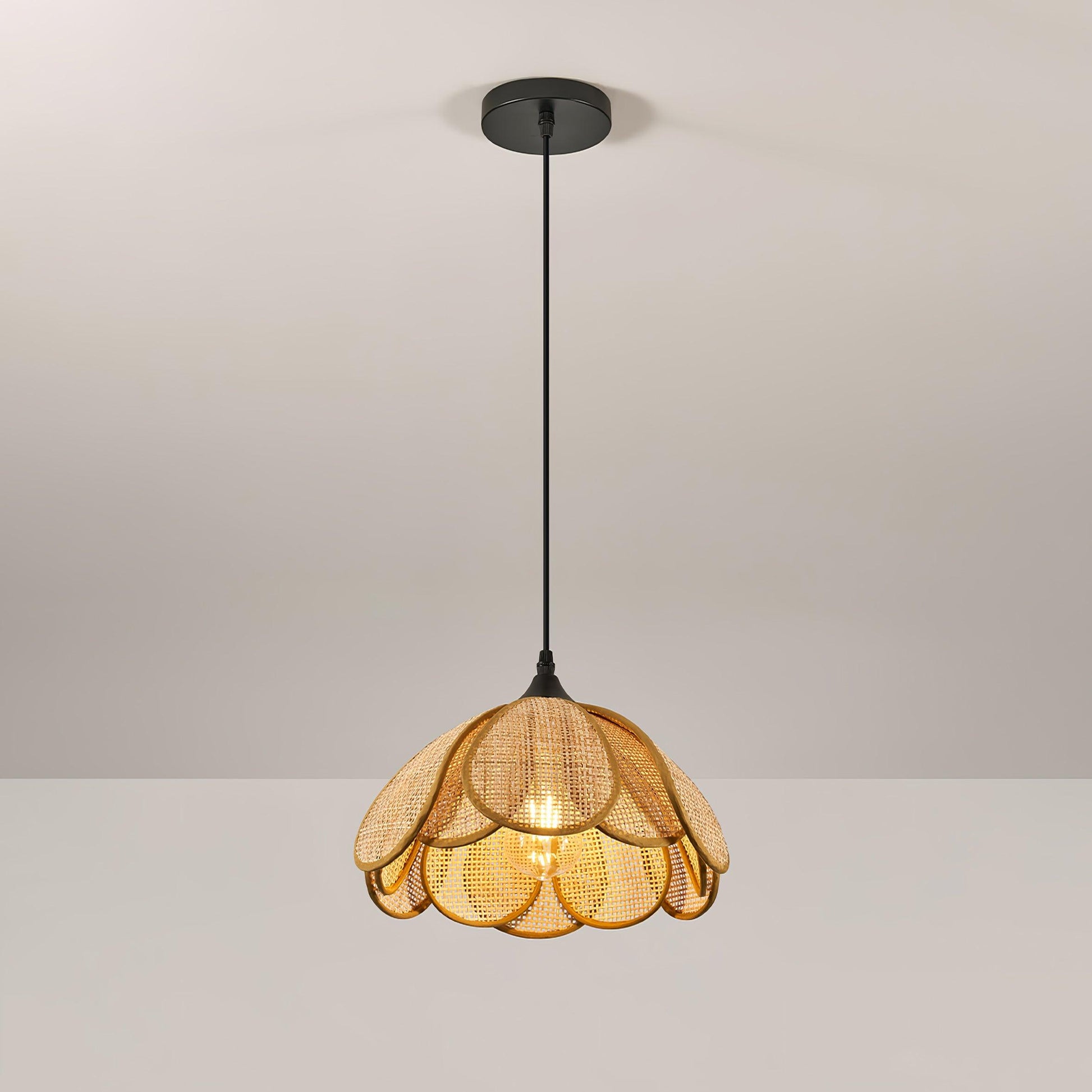 Dyor Elegance Bloom Rattan Fabric Pendant Lamp-Neutral Decor