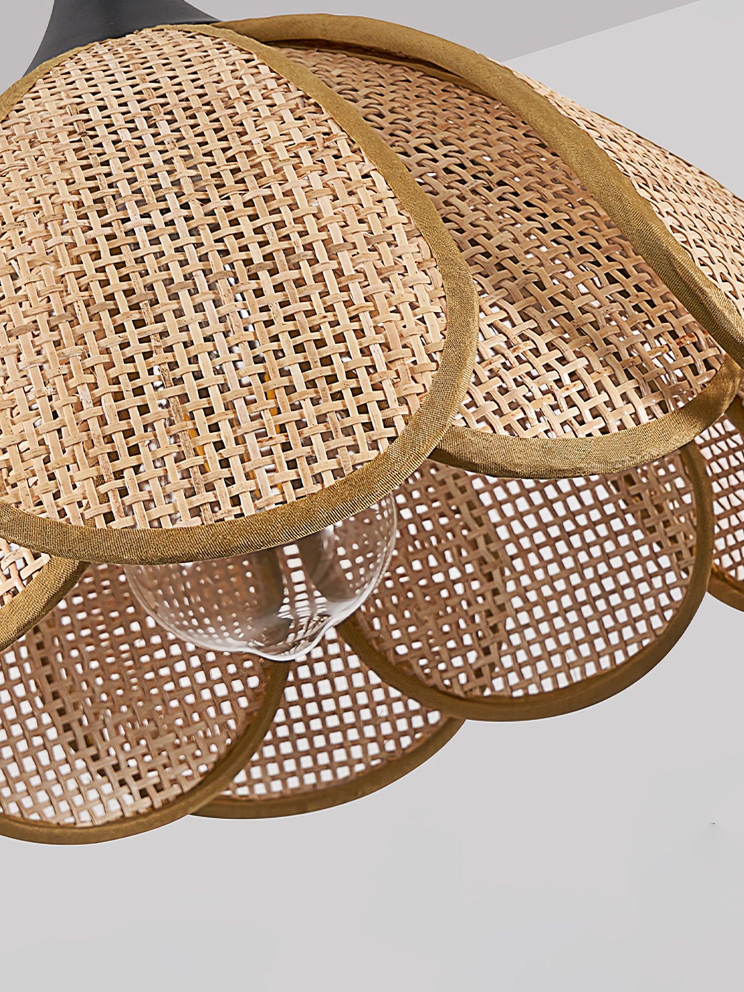Dyor Elegance Bloom Rattan Fabric Pendant Lamp-Neutral Decor