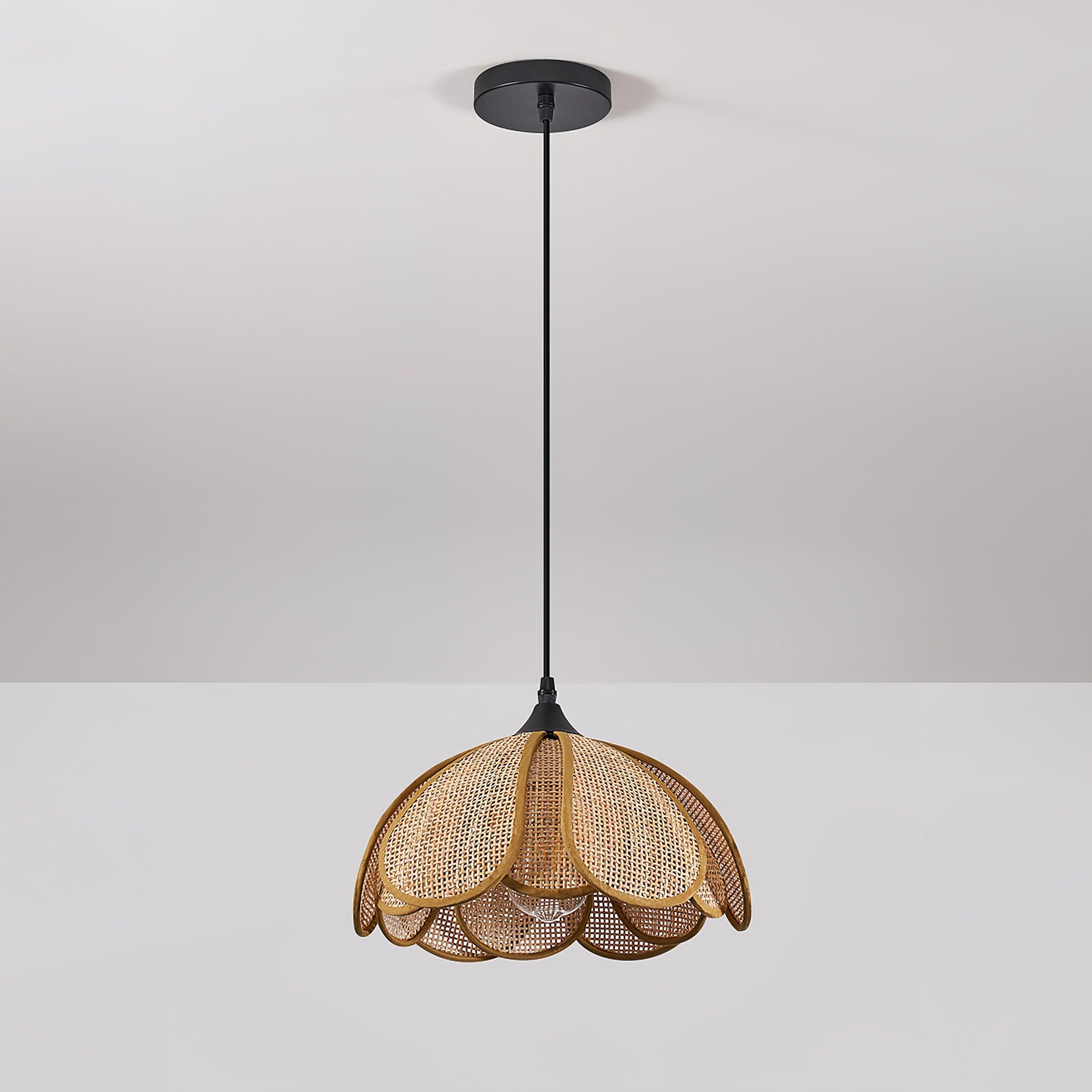 Dyor Elegance Bloom Rattan Fabric Pendant Lamp-Neutral Decor