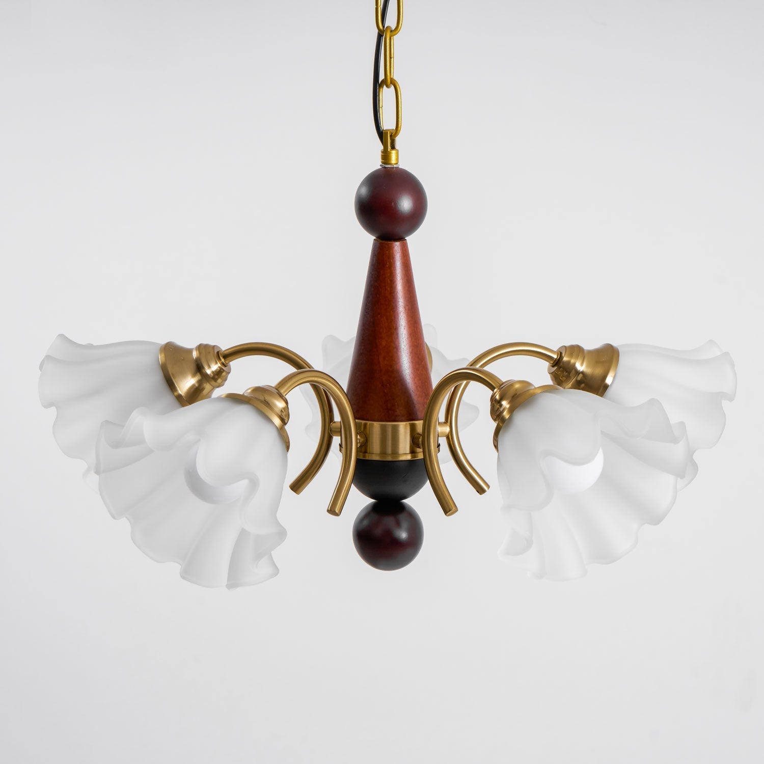 Ilvinan Traditional Elegance Wood Glass Chandelier-Neutral Decor