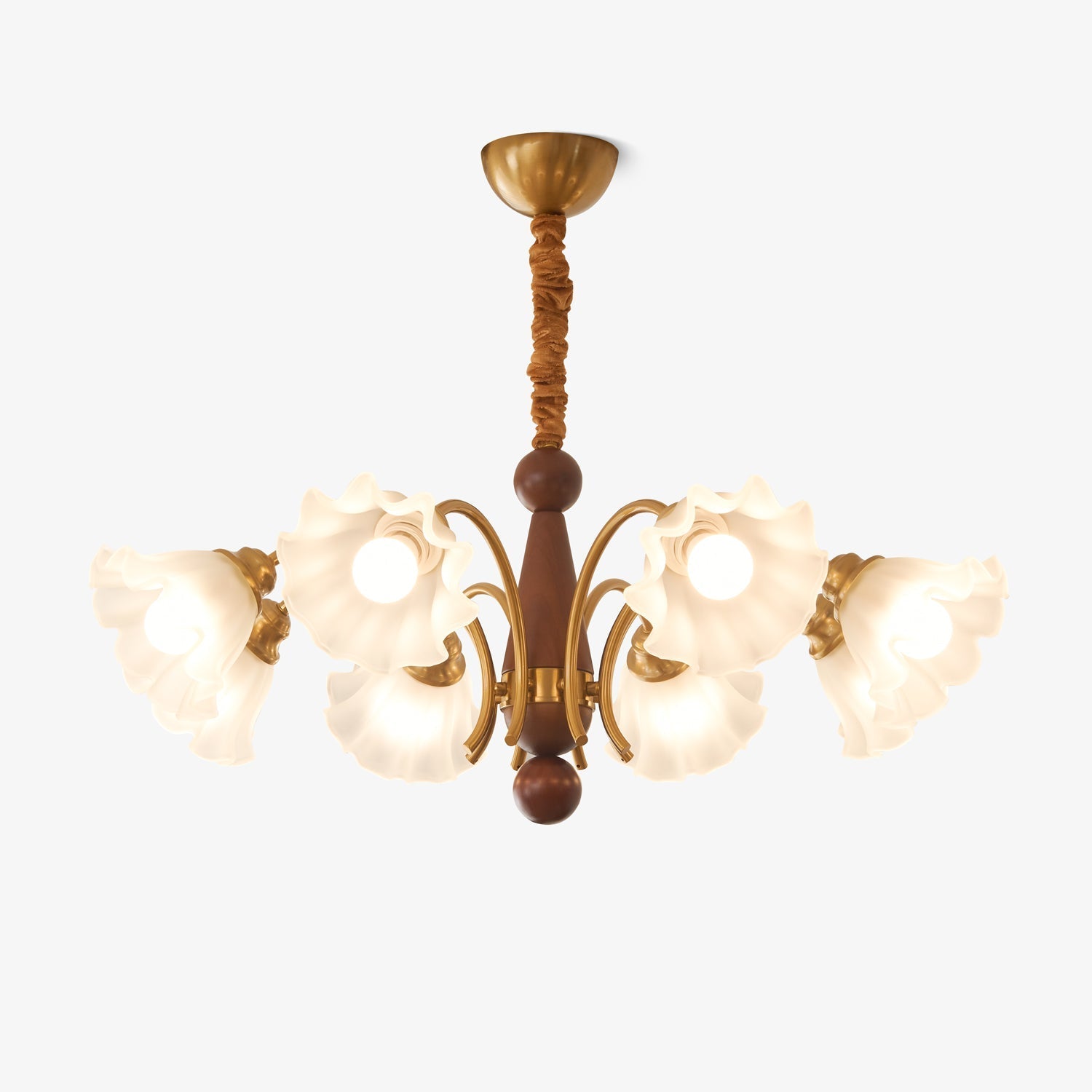 Ilvinan Traditional Elegance Wood Glass Chandelier-Neutral Decor