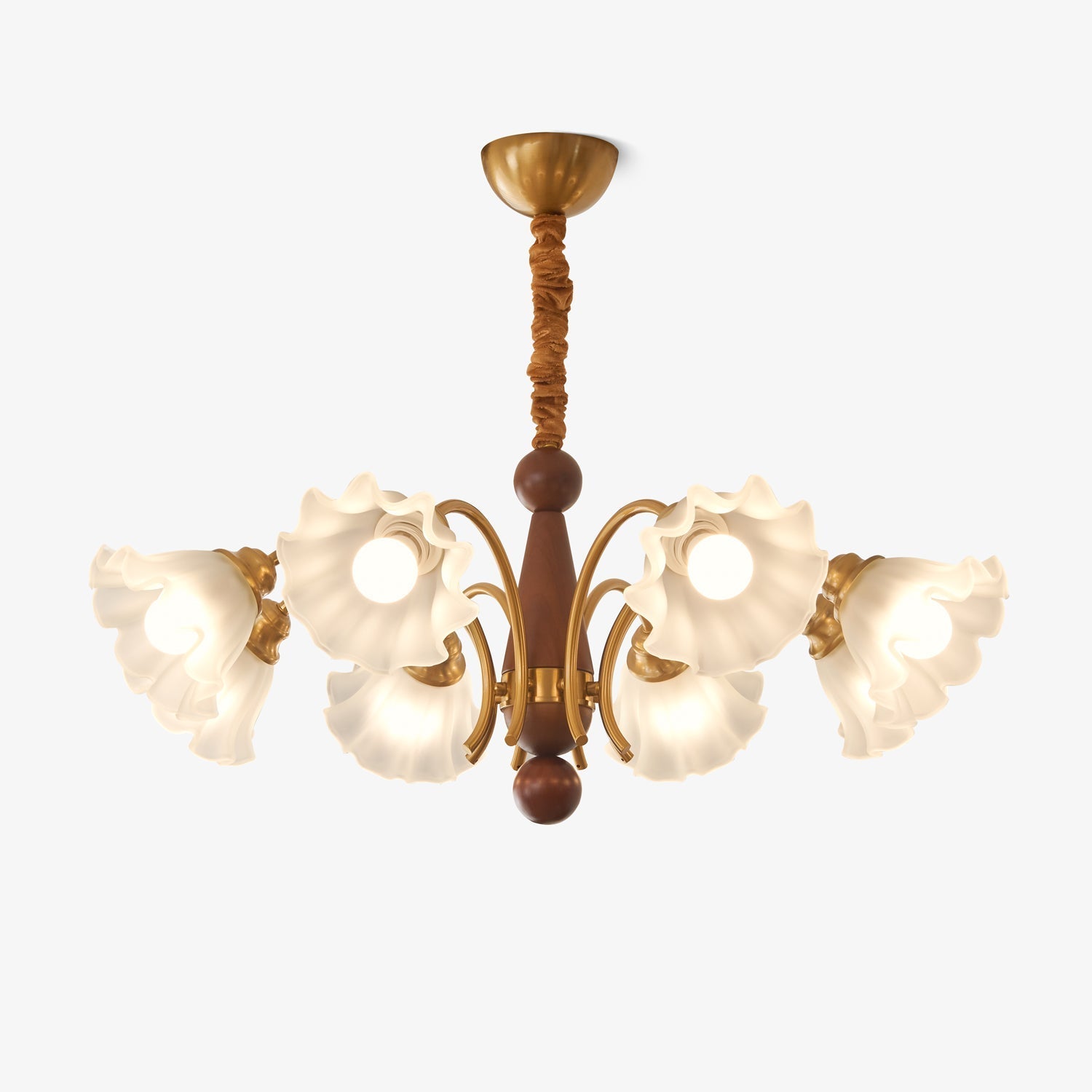 Ilvinan Traditional Elegance Wood Glass Chandelier-Neutral Decor