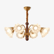 Ilvinan Traditional Elegance Wood Glass Chandelier-Neutral Decor