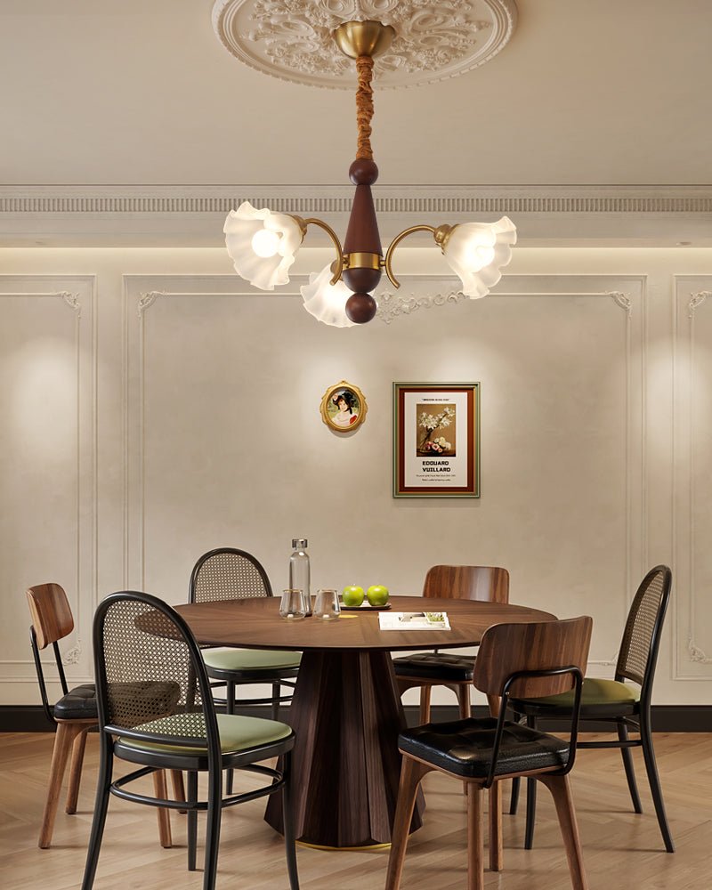 Ilvinan Traditional Elegance Wood Glass Chandelier-Neutral Decor