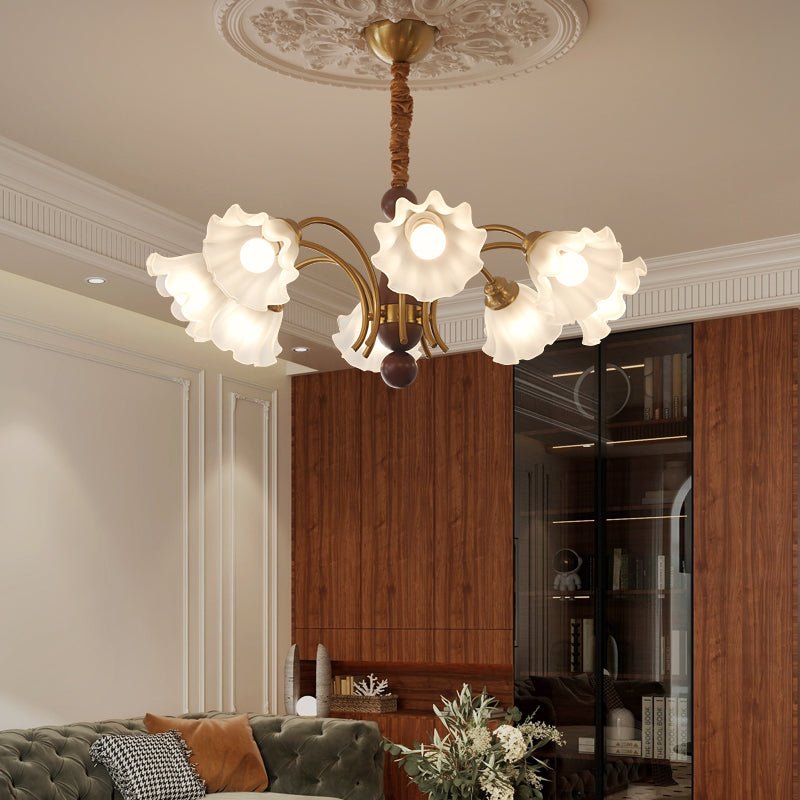 Ilvinan Traditional Elegance Wood Glass Chandelier-Neutral Decor