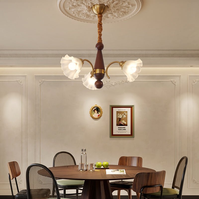 Ilvinan Traditional Elegance Wood Glass Chandelier-Neutral Decor