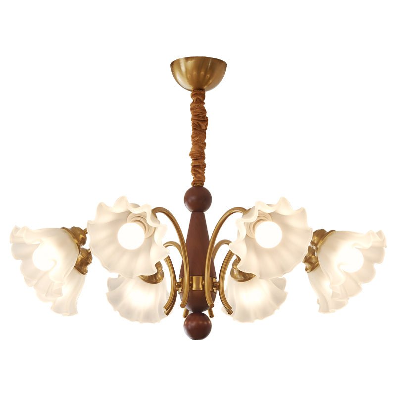 Ilvinan Traditional Elegance Wood Glass Chandelier-Neutral Decor