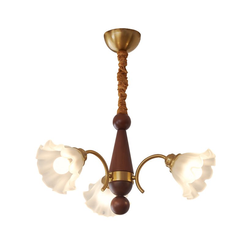 Ilvinan Traditional Elegance Wood Glass Chandelier-Neutral Decor